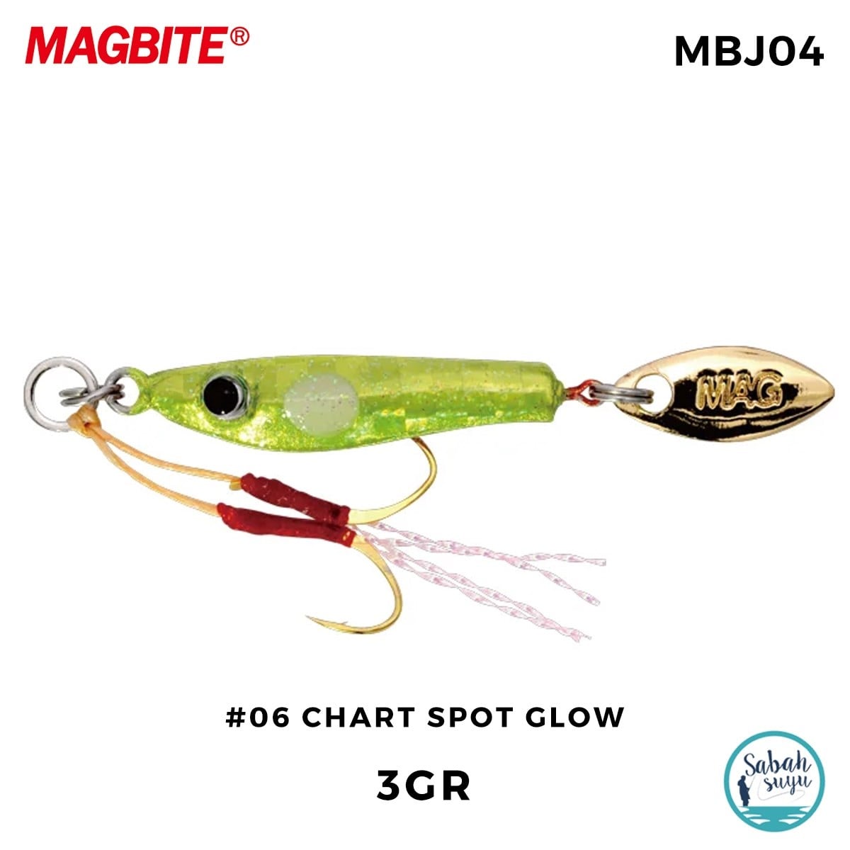 Magbite Chirimen Jig 3gr #06 Chart Spot Glow