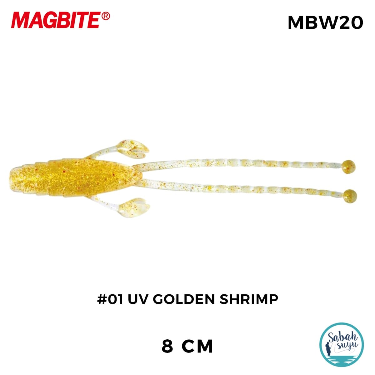 Magbite Higedan 8cm #01 UV Golden Shrimp Kokulu Silikon Yem (5 Adet)