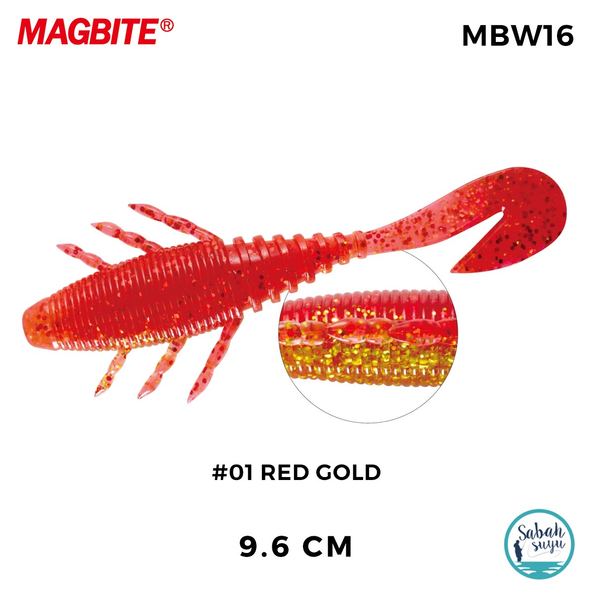 Magbite Pull Grab 9.6cm #01 Red Gold Kokulu Silikon Yem (5 Adet)