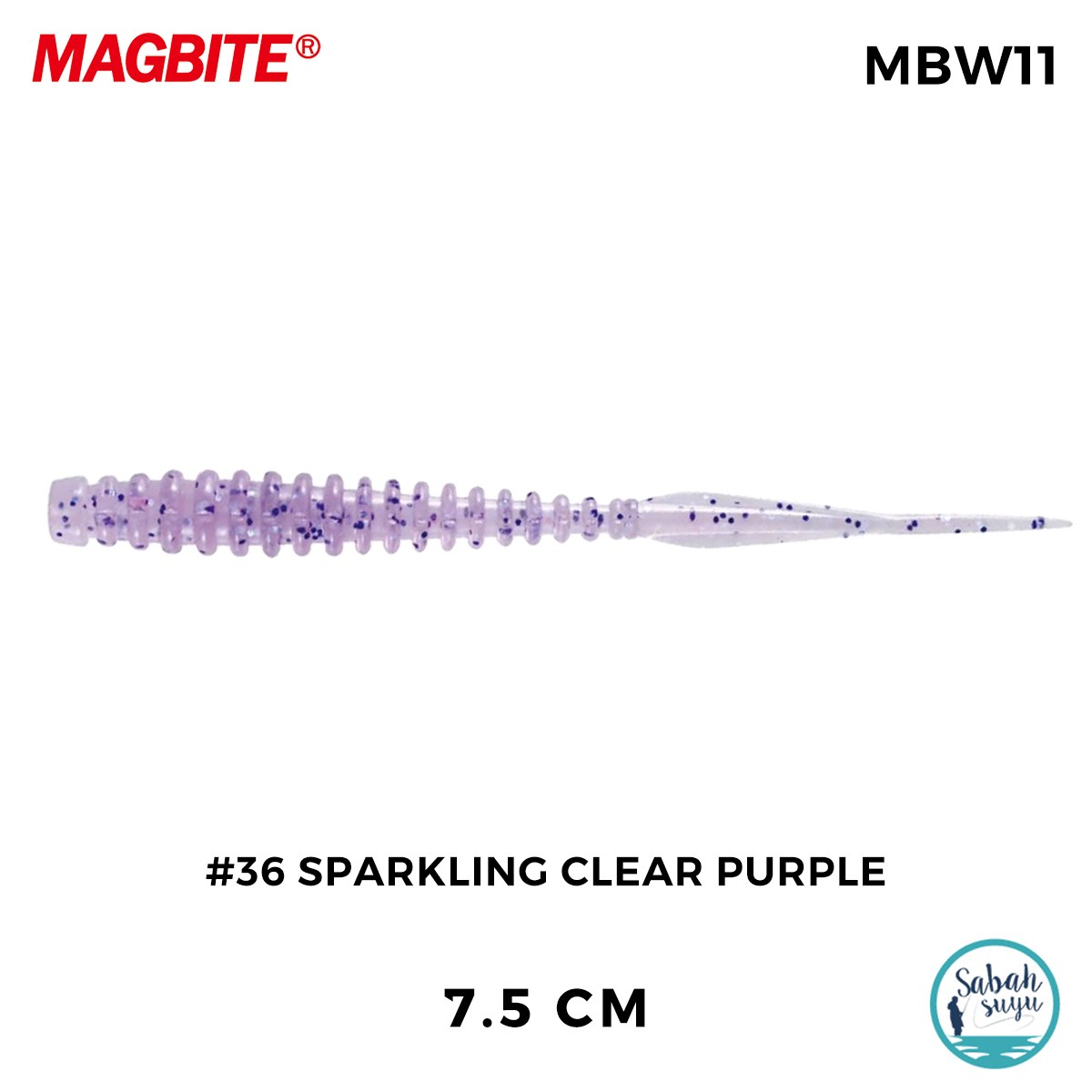 Magbite Tai Rubber Booty Boost 7.5cm #36 Sparkling Clear Purple Kokulu Silikon Yem (6 Adet)