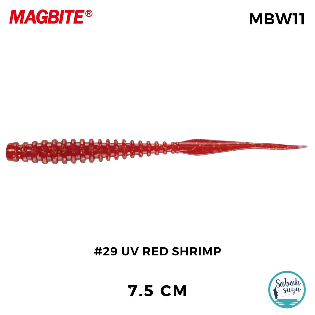 Magbite Tai Rubber Booty Boost 7.5cm #29 UV Red Shrimp Kokulu Silikon Yem (6 Adet)