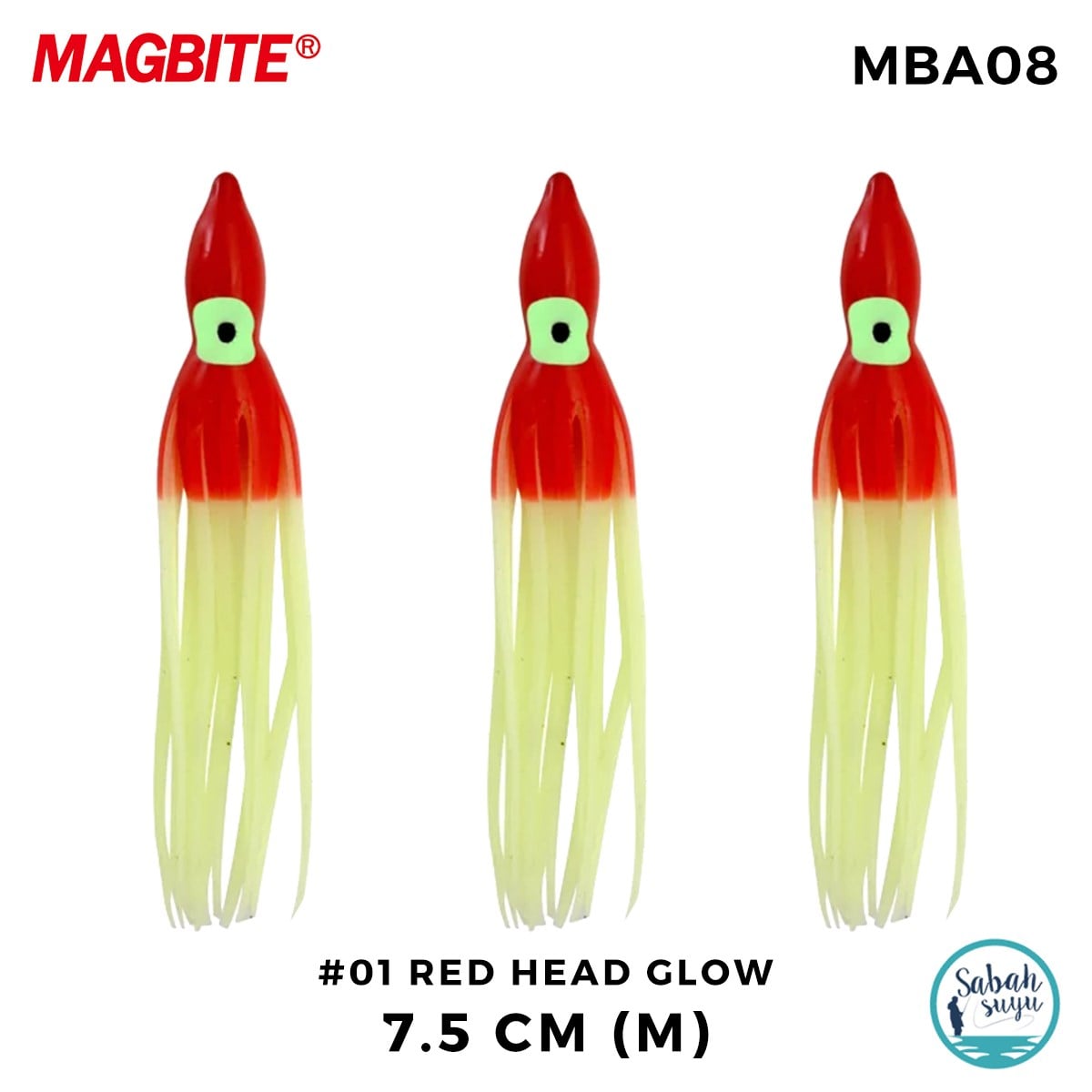 Magbite Tako Bait Silikon Ahtapot M 7.5cm #1 Red Head Glow (3 Adet)