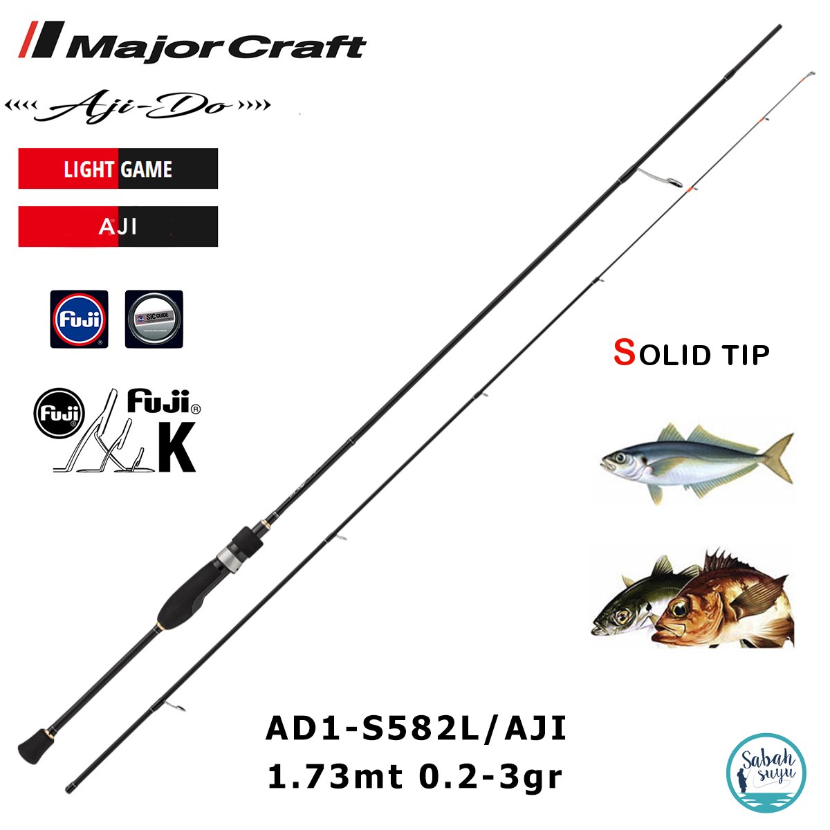 Major Craft 1G Ajido AD1-S582L/AJI Solid 1.73mt 0.2-3gr (2P) LRF Kamış