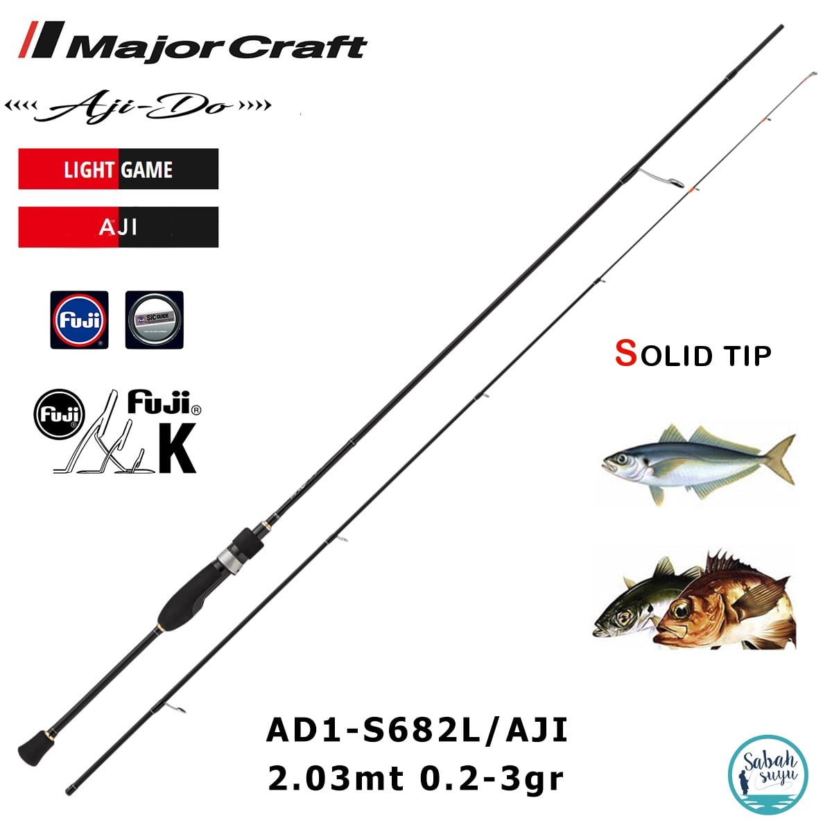 Major Craft 1G Ajido AD1-S682L/AJI Solid 2.03mt 0.2-3gr (2P) LRF Kamış