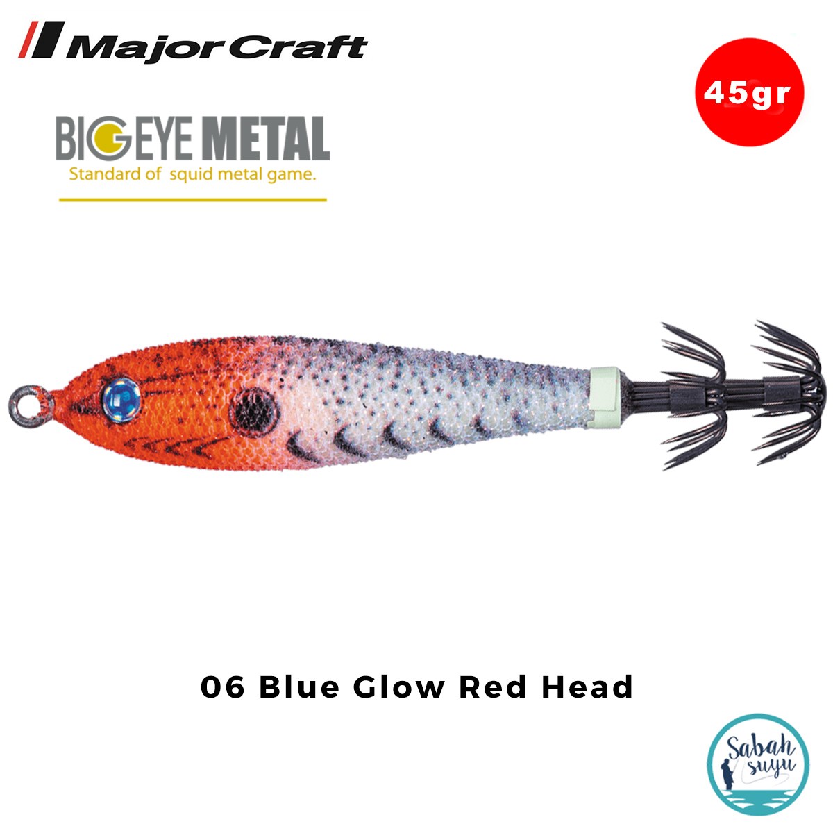 Major Craft Big Eye Metal Kalamar Zokası 45gr BEM-12 #06 Blue Glow Red Head