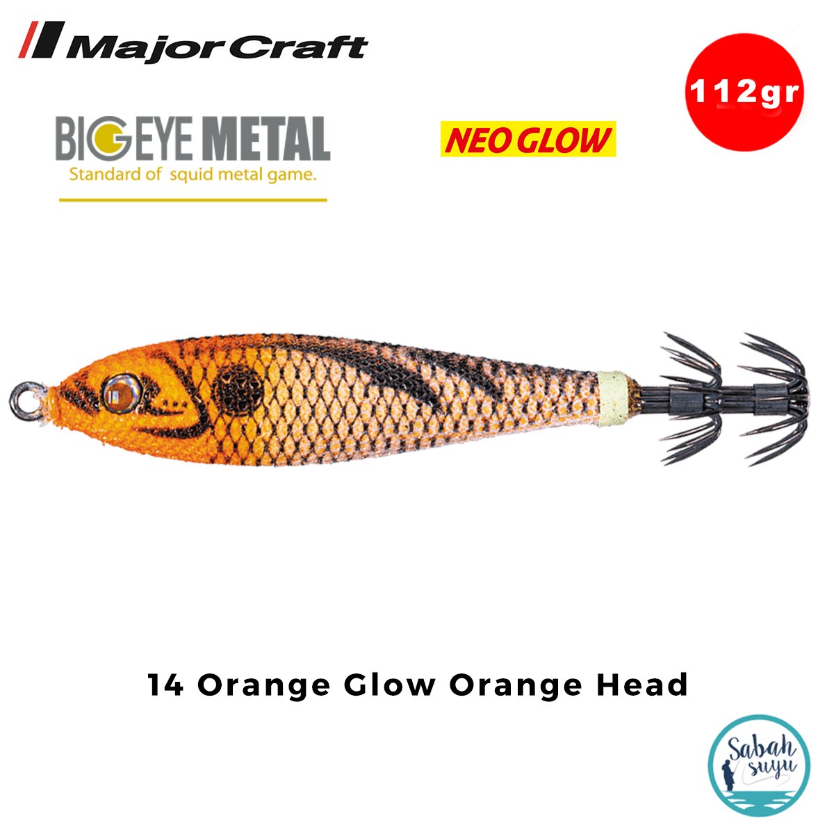 Major Craft Big Eye Metal Kalamar Zokası 112gr BEM-30 #14 Orange Glow Orange Head