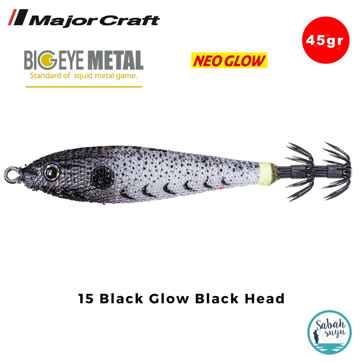 Major Craft Big Eye Metal Kalamar Zokası 45gr BEM-12 #15 Black Glow Black Head