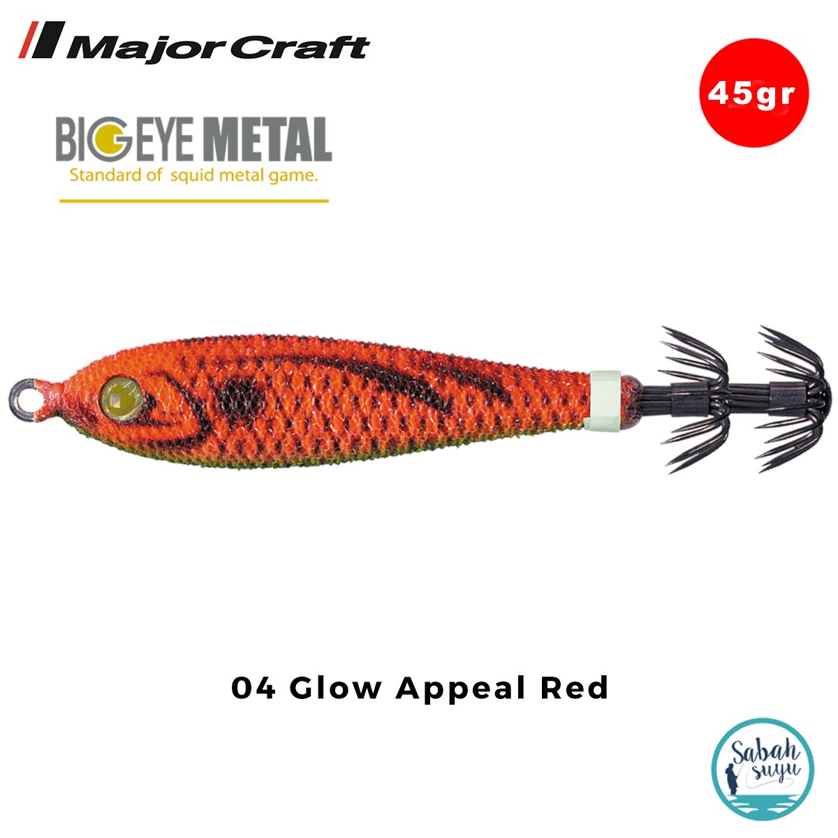 Major Craft Big Eye Metal Kalamar Zokası 45gr BEM-12 #04 Glow Appeal Red