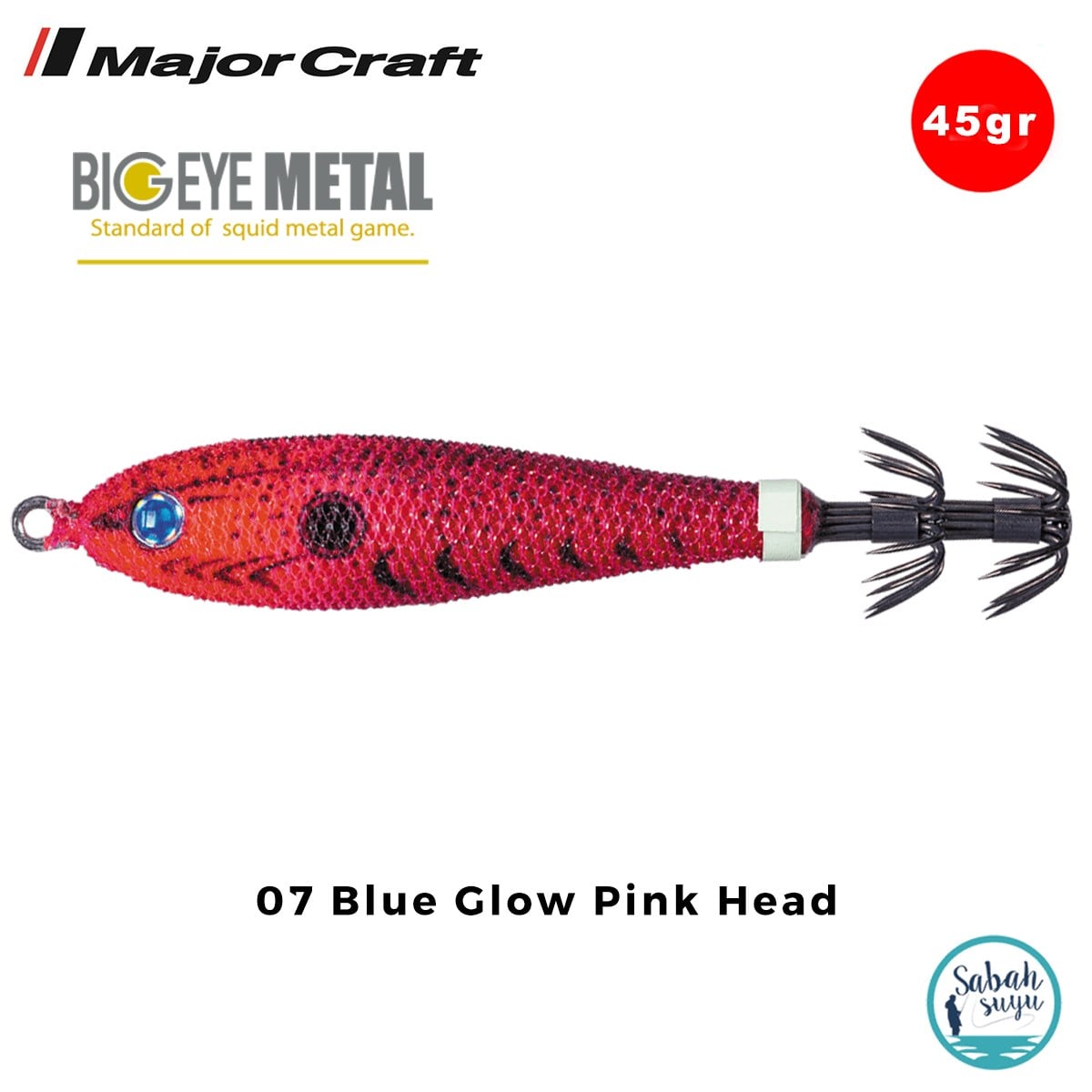 Major Craft Big Eye Metal Kalamar Zokası 45gr BEM-12 #07 Blue Glow Pink Head