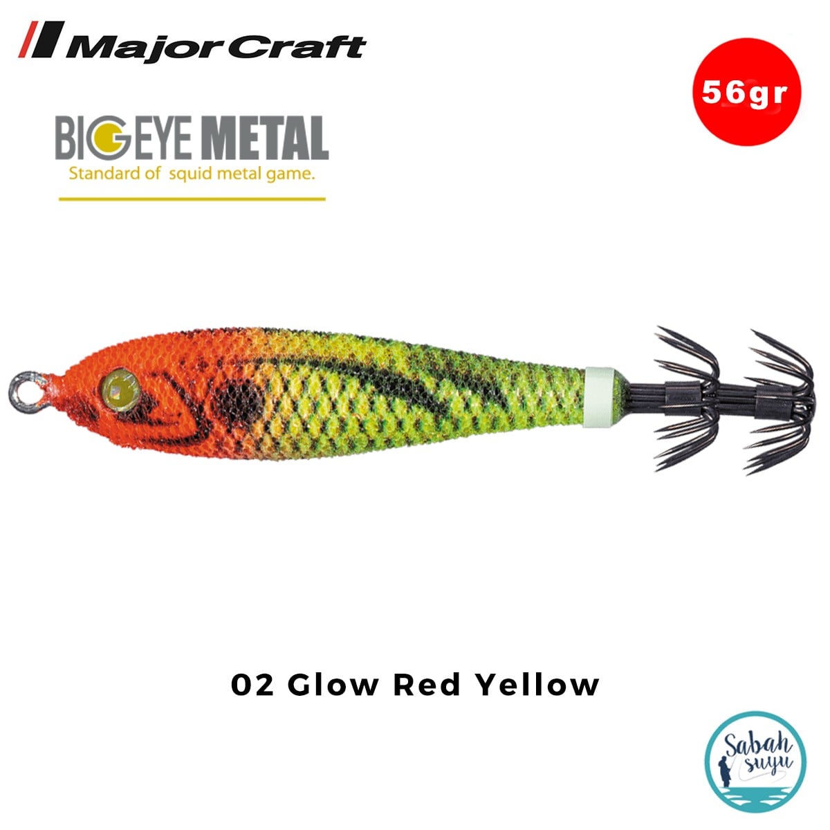 Major Craft Big Eye Metal Kalamar Zokası 56gr BEM-15 #02 Glow Red Yellow