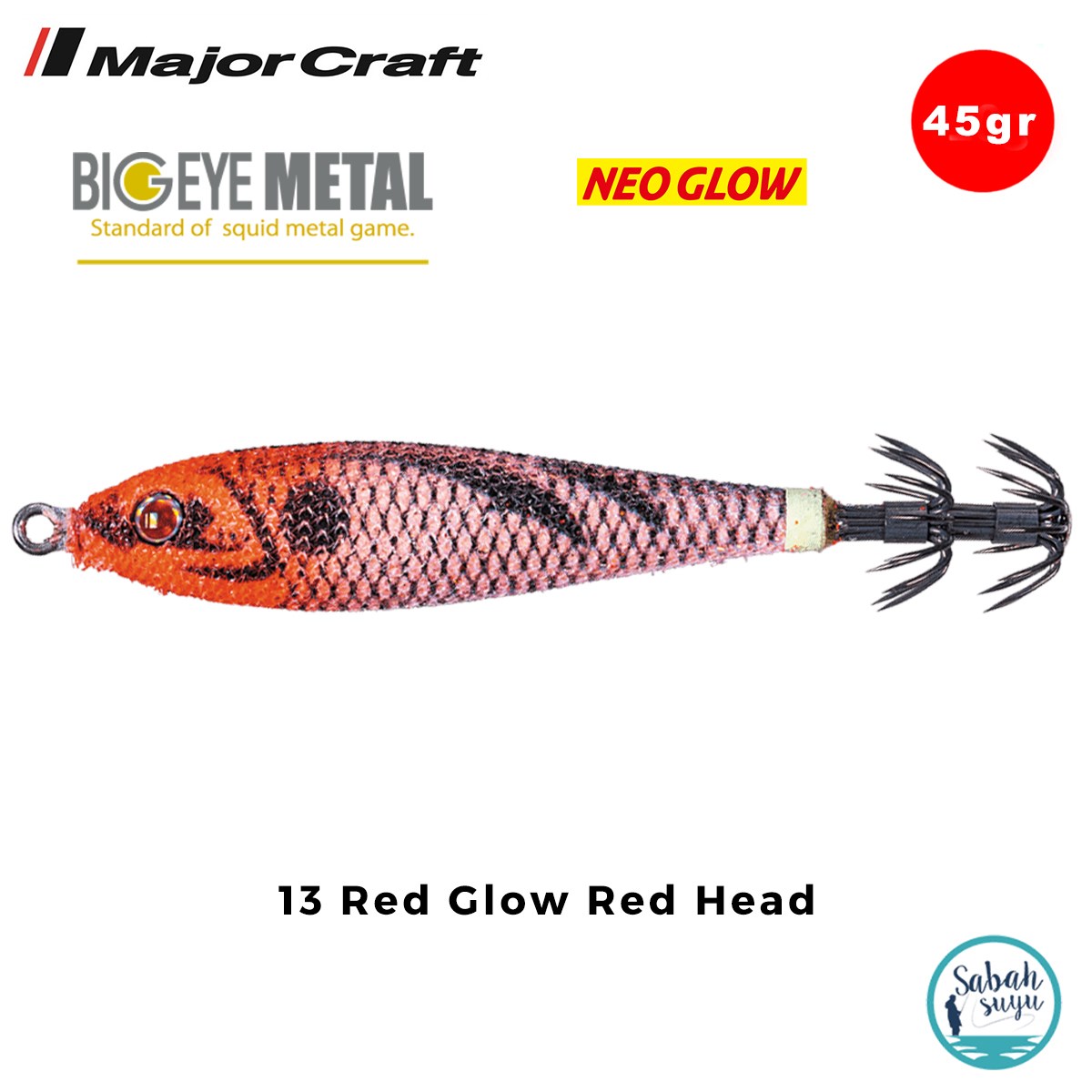 Major Craft Big Eye Metal Kalamar Zokası 45gr BEM-12 #13 Red Glow Red Head
