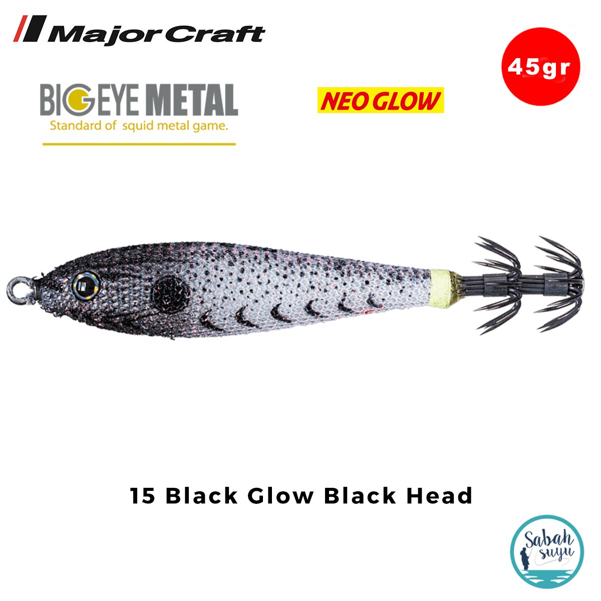 Major Craft Big Eye Metal Kalamar Zokası 45gr BEM-12 #15 Black Glow Black Head