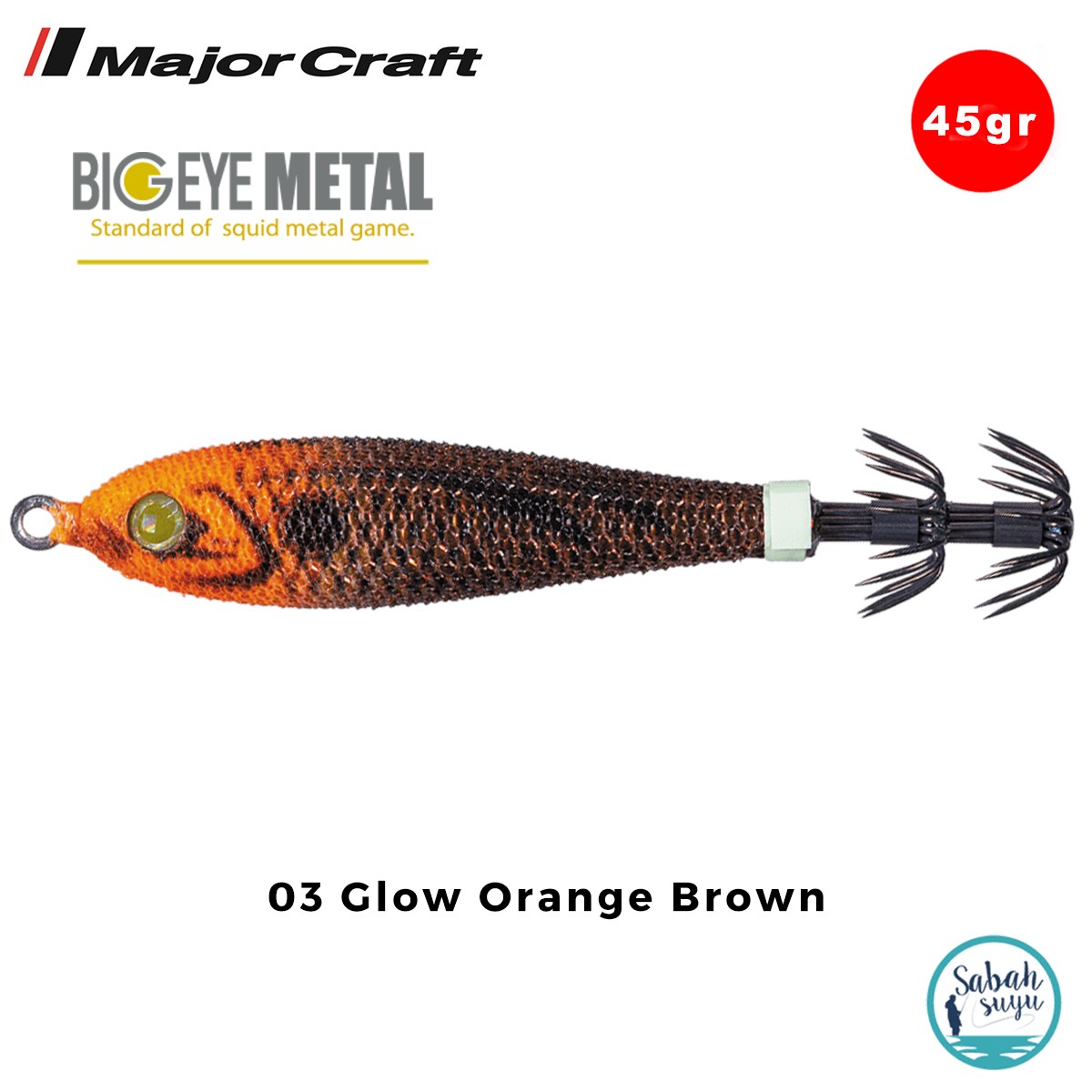 Major Craft Big Eye Metal Kalamar Zokası 45gr BEM-12 #03 Glow Orange Brown