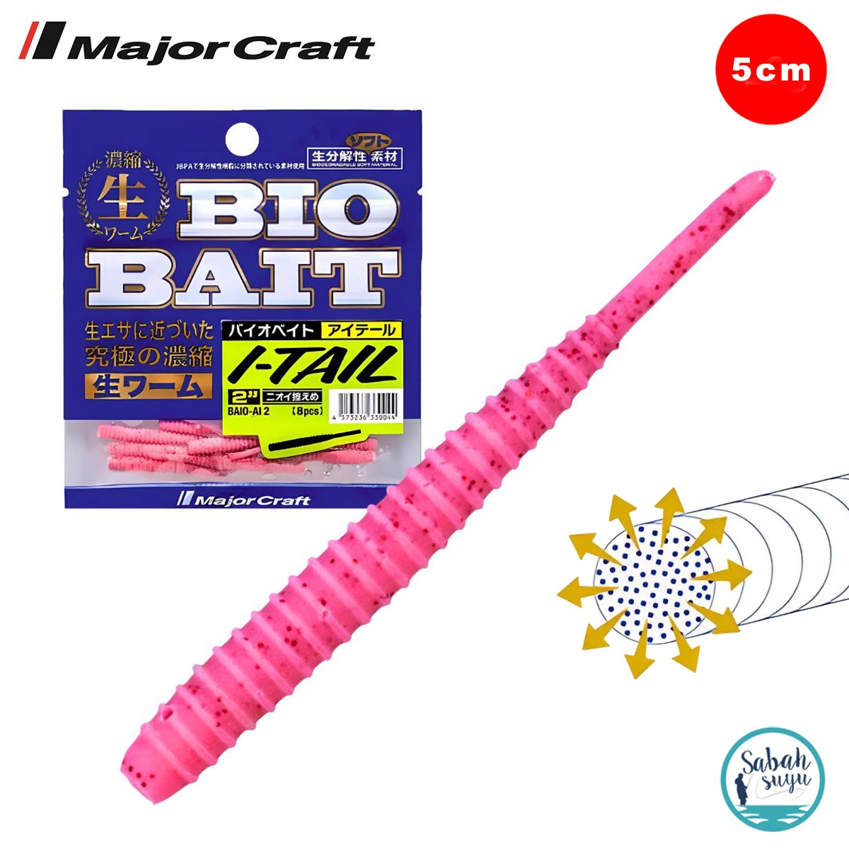Major Craft Biobait I-Tail Kokulu Silikon 5cm #04 Pink (8 Adet)