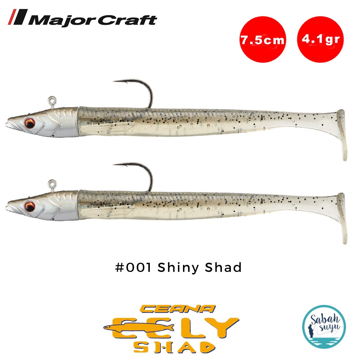 Major Craft Ceana Eely Shad CES-75 7.5cm 4.1gr Silikon Balık #001 Shiny Shad