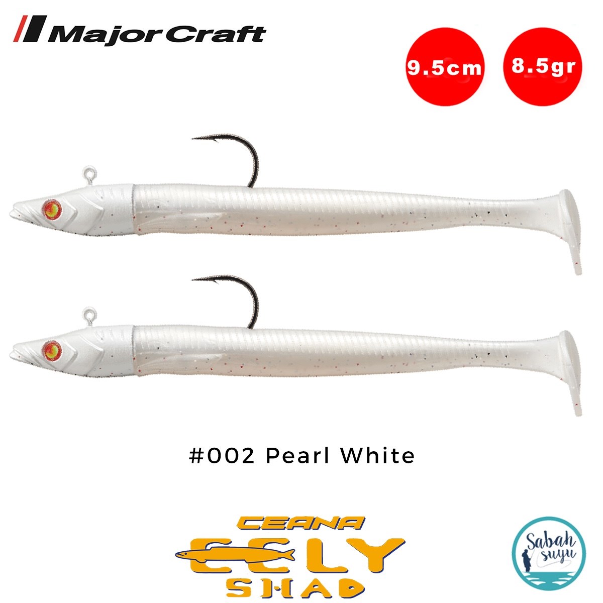 Major Craft Ceana Eely Shad CES-95 9.5cm 8.5gr Silikon Balık #002 Pearl White