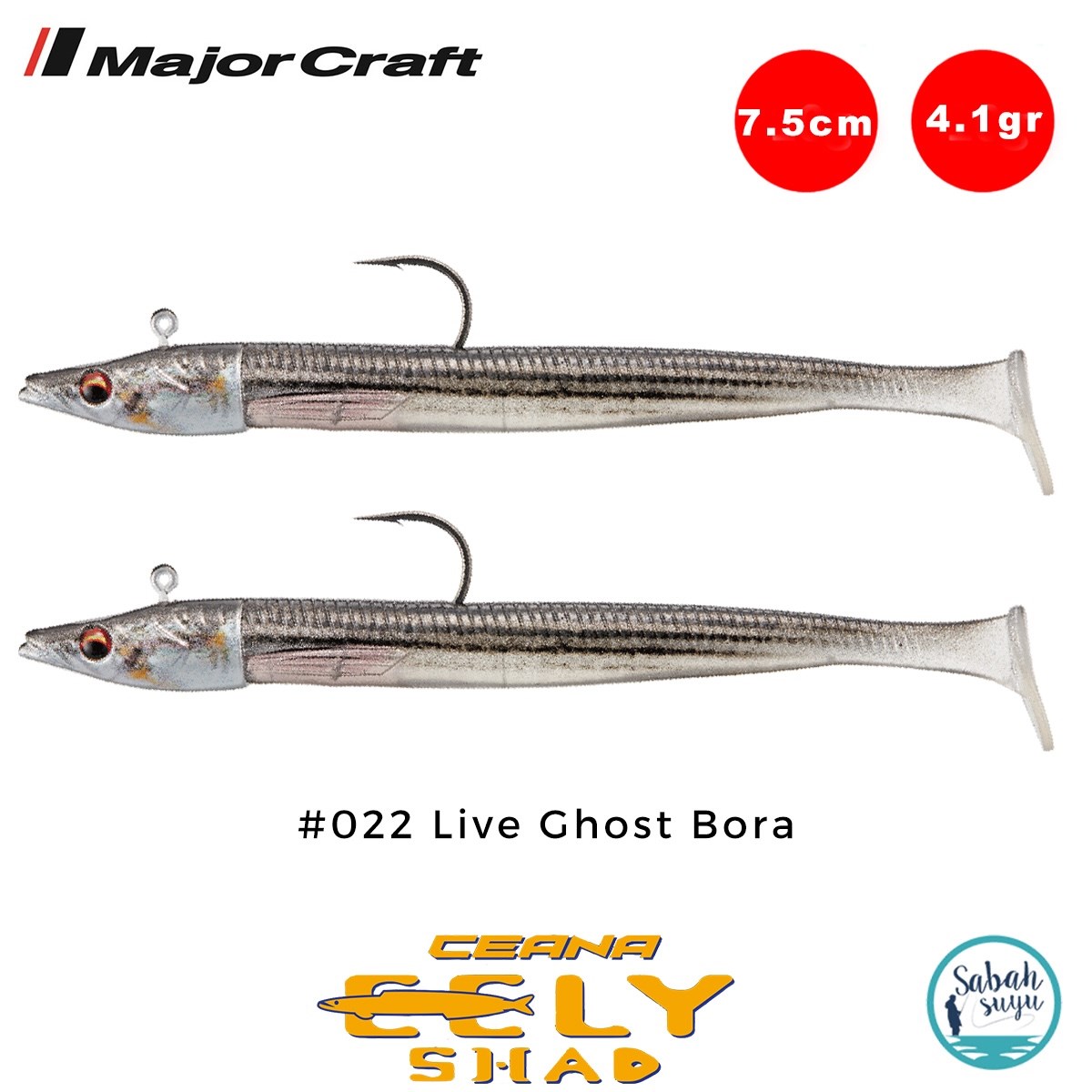 Major Craft Ceana Eely Shad CESL-75 7.5cm 4.1gr Silikon Balık #022 Live Ghost Bora