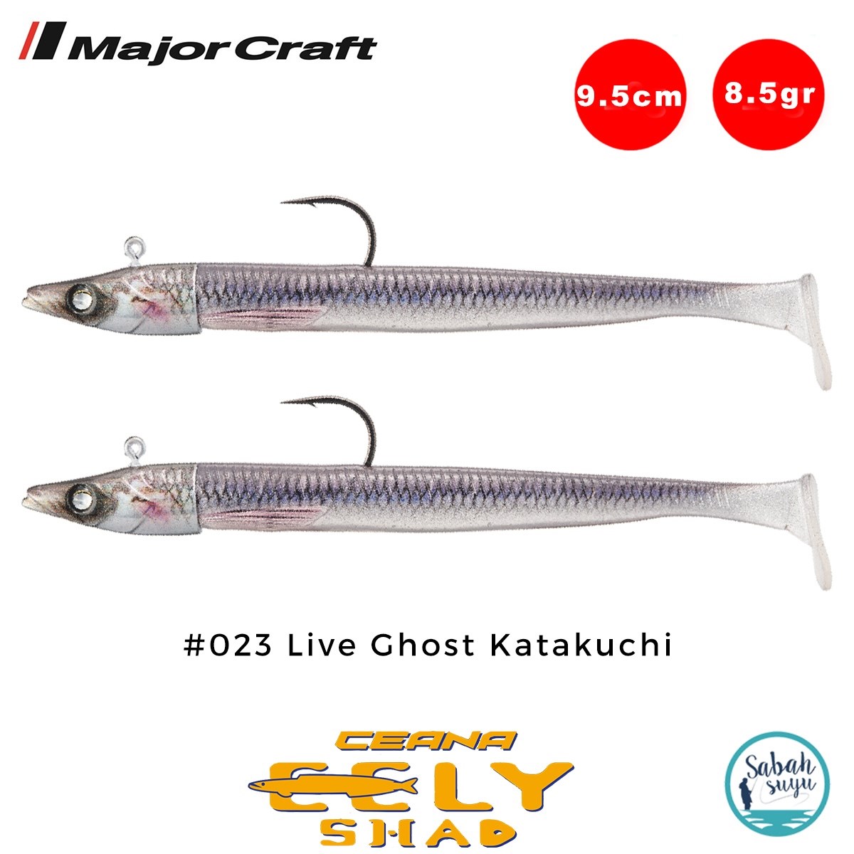Major Craft Ceana Eely Shad CESL-95 9.5cm 8.5gr Silikon Balık #023 Live Ghost Katakuchi