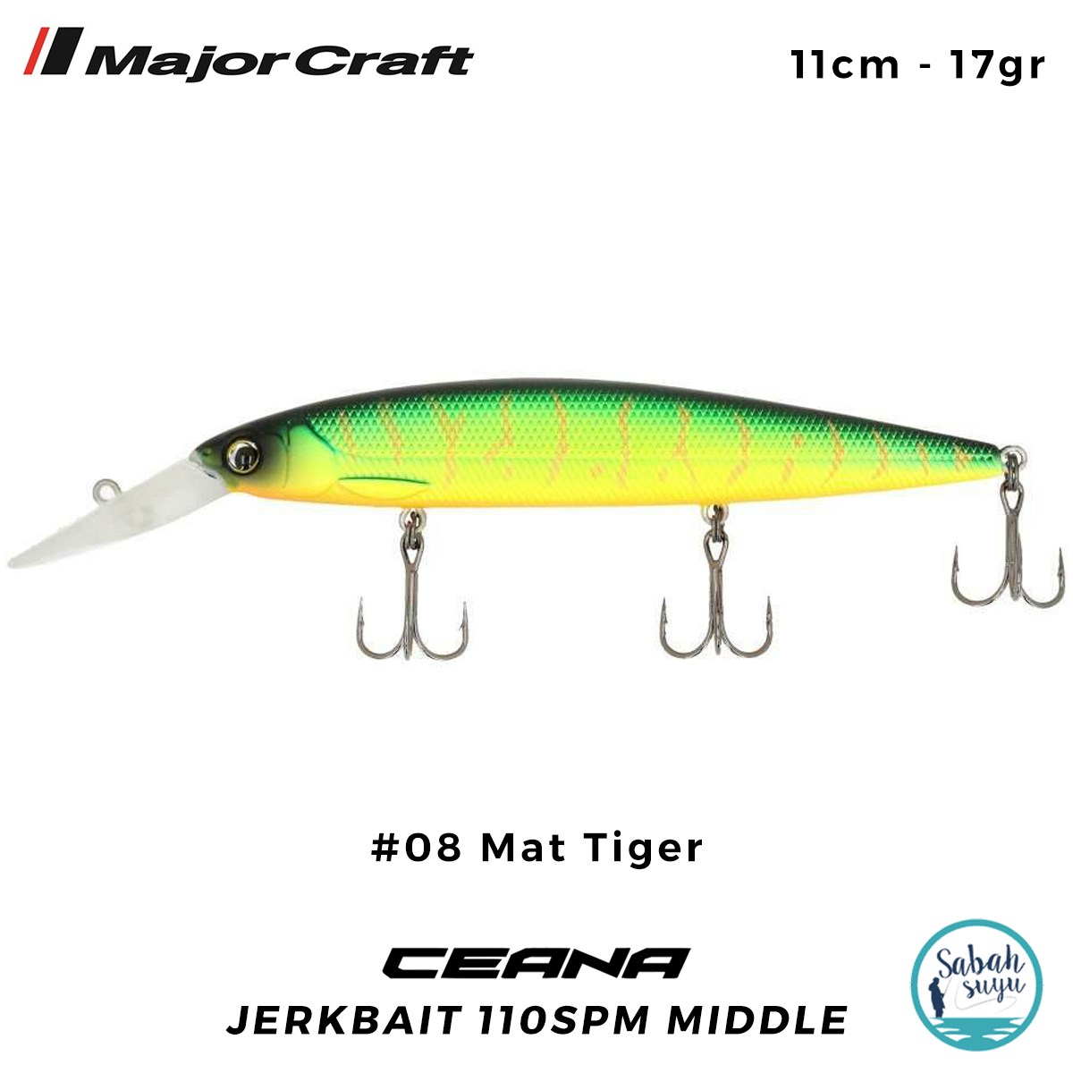 Major Craft Ceana Jerkbait 110SPM Middle 11cm 17gr #08 Mat Tiger