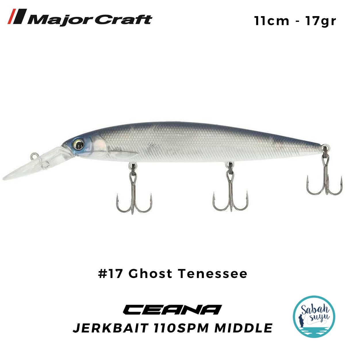 Major Craft Ceana Jerkbait 110SPM Middle 11cm 17gr #17 Ghost Tenessee