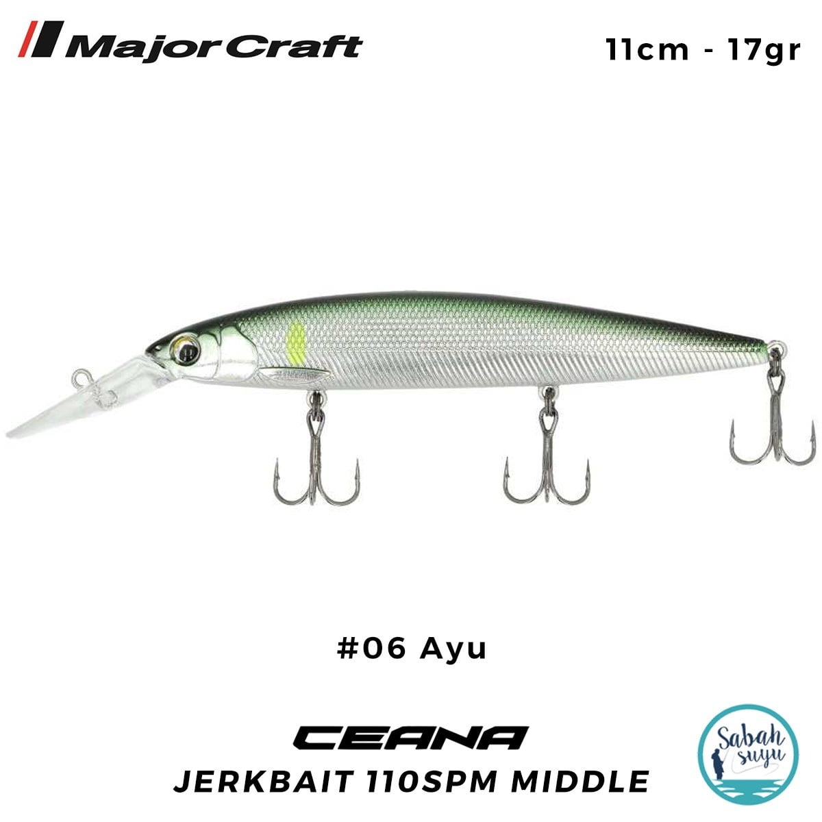 Major Craft Ceana Jerkbait 110SPM Middle 11cm 17gr #06 Ayu
