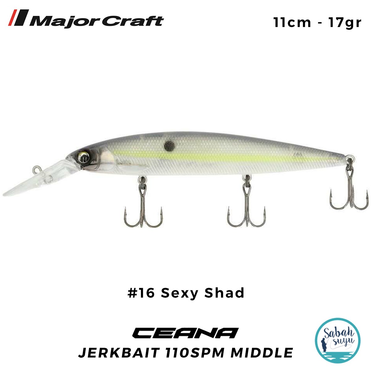 Major Craft Ceana Jerkbait 110SPM Middle 11cm 17gr #16 Sexy Shad