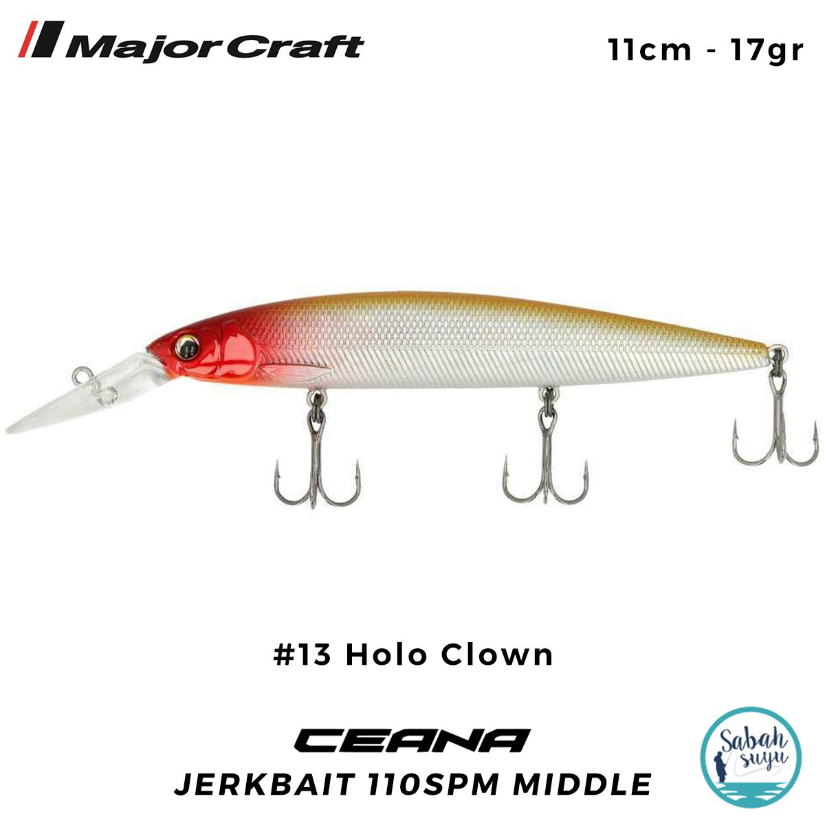 Major Craft Ceana Jerkbait 110SPM Middle 11cm 17gr #13 Holo Clown