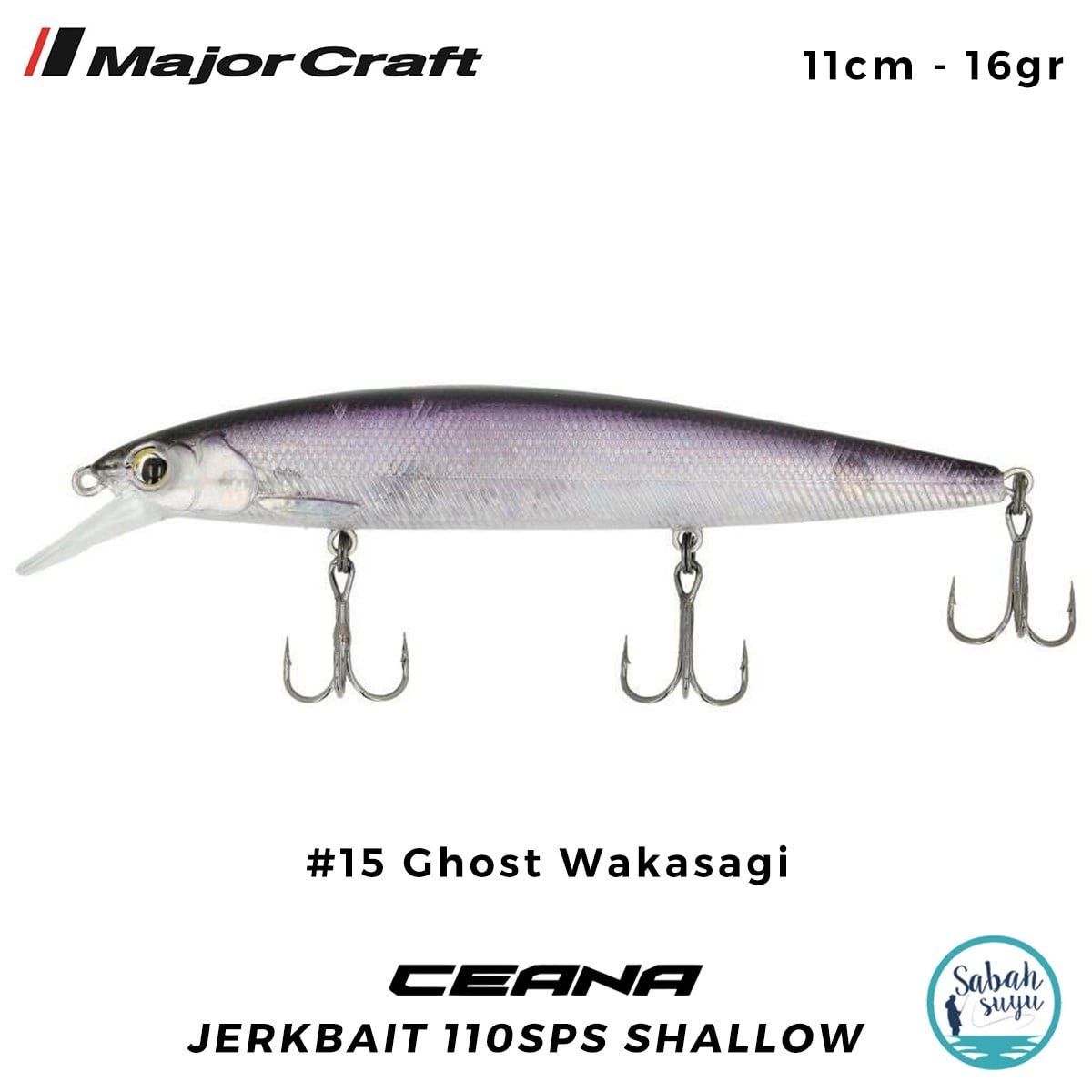 Major Craft Ceana Jerkbait 110SPS Shallow 11cm 16gr #15 Ghost Wakasagi