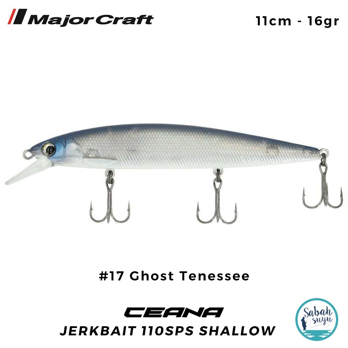 Major Craft Ceana Jerkbait 110SPS Shallow 11cm 16gr #17 Ghost Tenessee