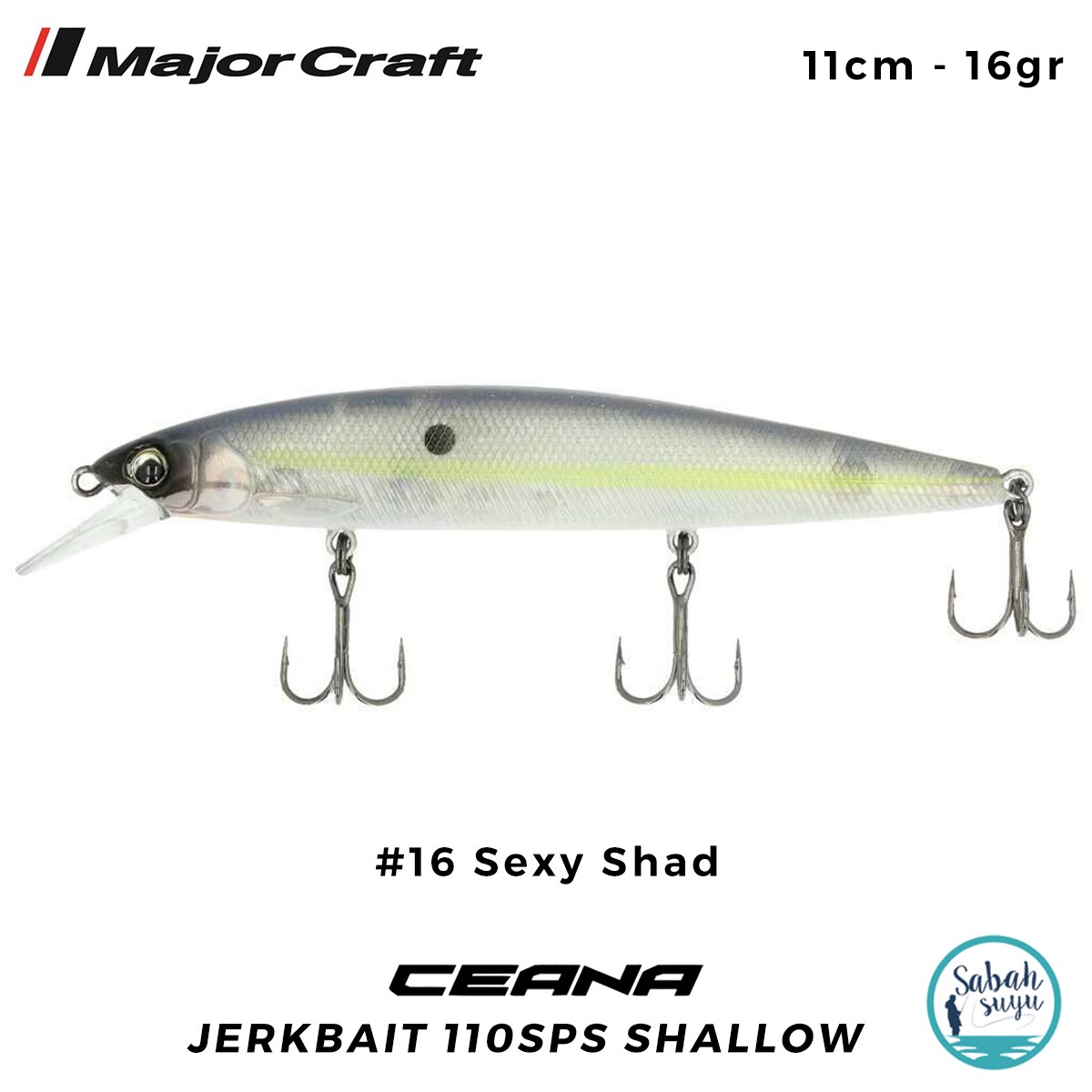 Major Craft Ceana Jerkbait 110SPS Shallow 11cm 16gr #16 Sexy Shad