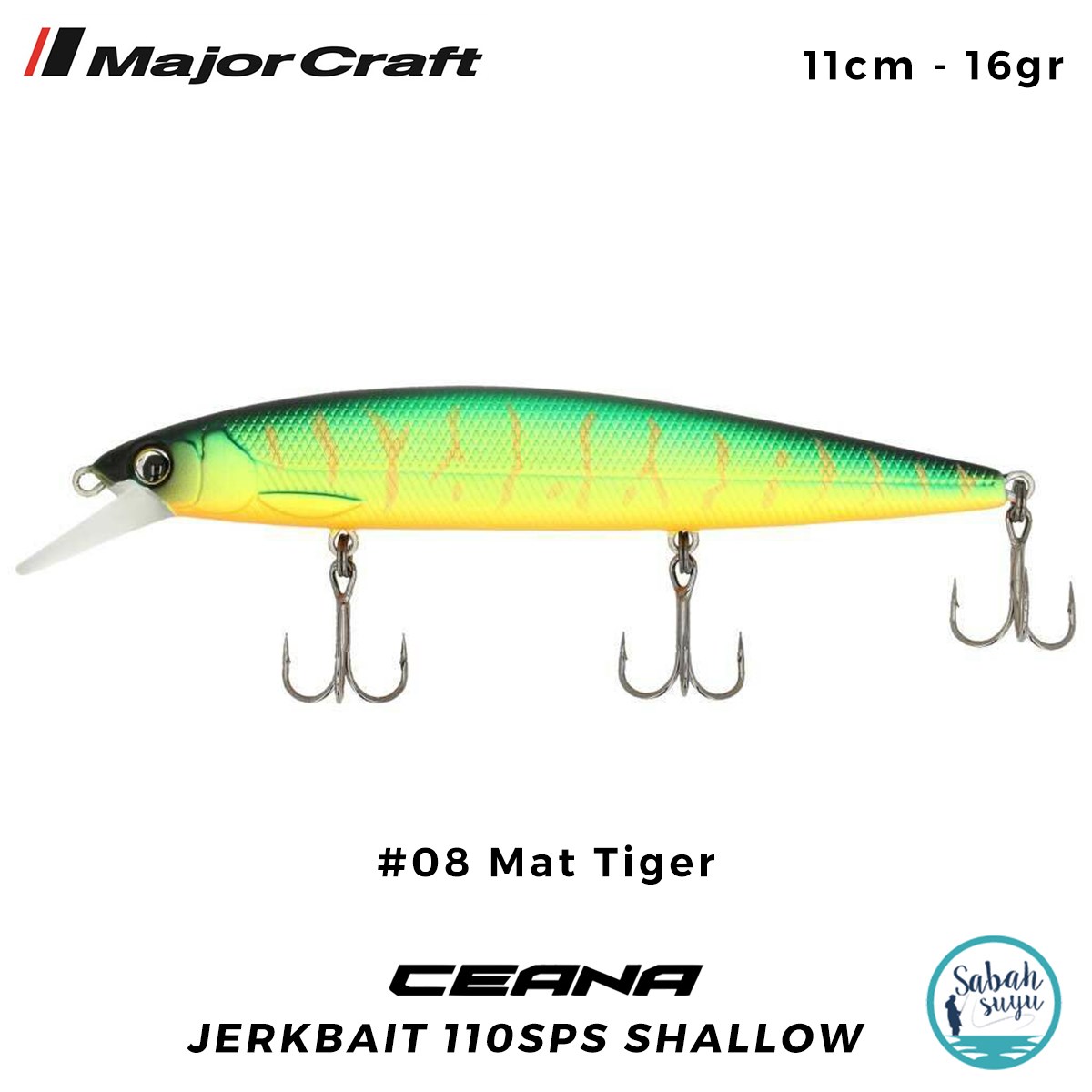 Major Craft Ceana Jerkbait 110SPS Shallow 11cm 16gr #08 Mat Tiger