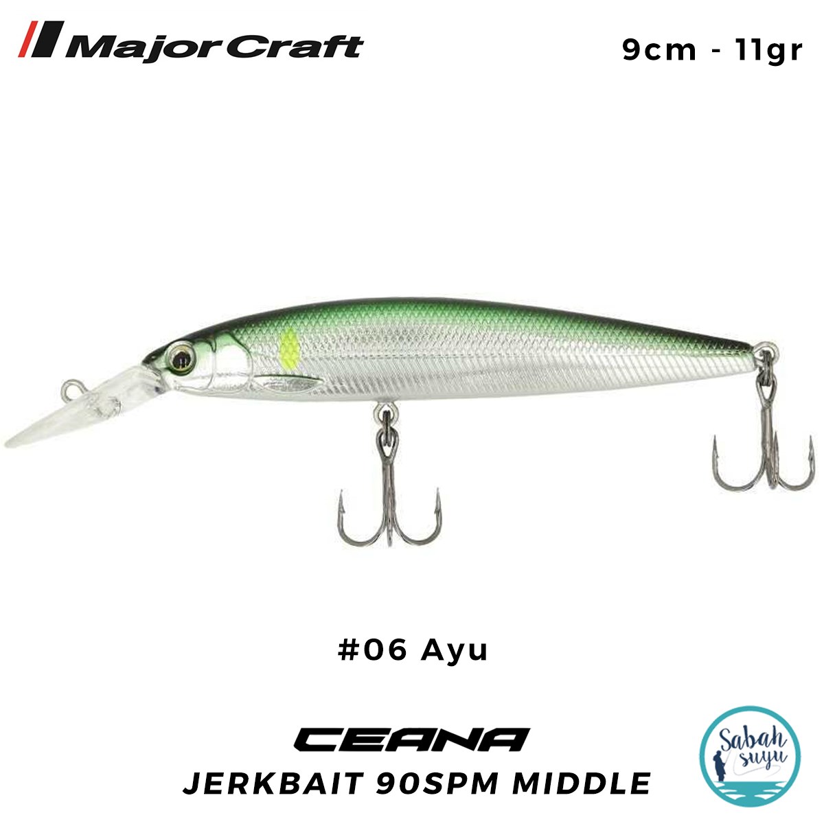 Major Craft Ceana Jerkbait 90SPM Middle 9cm 11gr #06 Ayu