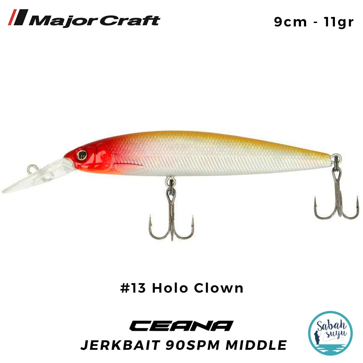 Major Craft Ceana Jerkbait 90SPM Middle 9cm 11gr #13 Holo Clown