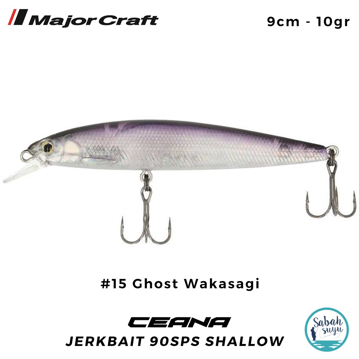 Major Craft Ceana Jerkbait 90SPS Shallow 9cm 10gr #15 Ghost Wakasagi