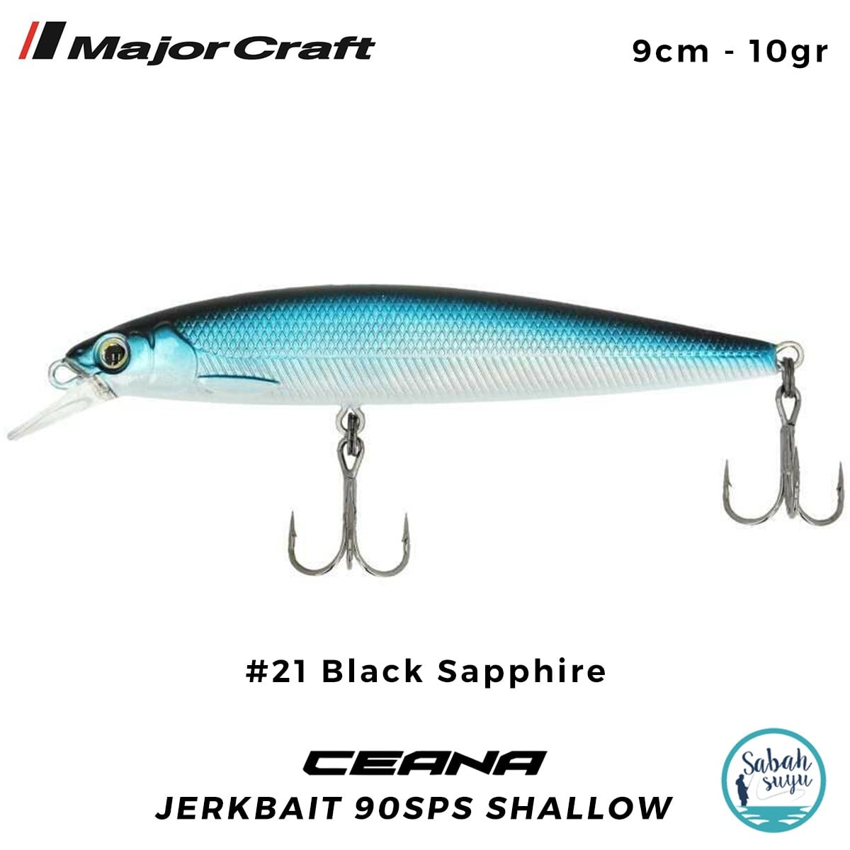 Major Craft Ceana Jerkbait 90SPS Shallow 9cm 10gr #21 Black Sapphire
