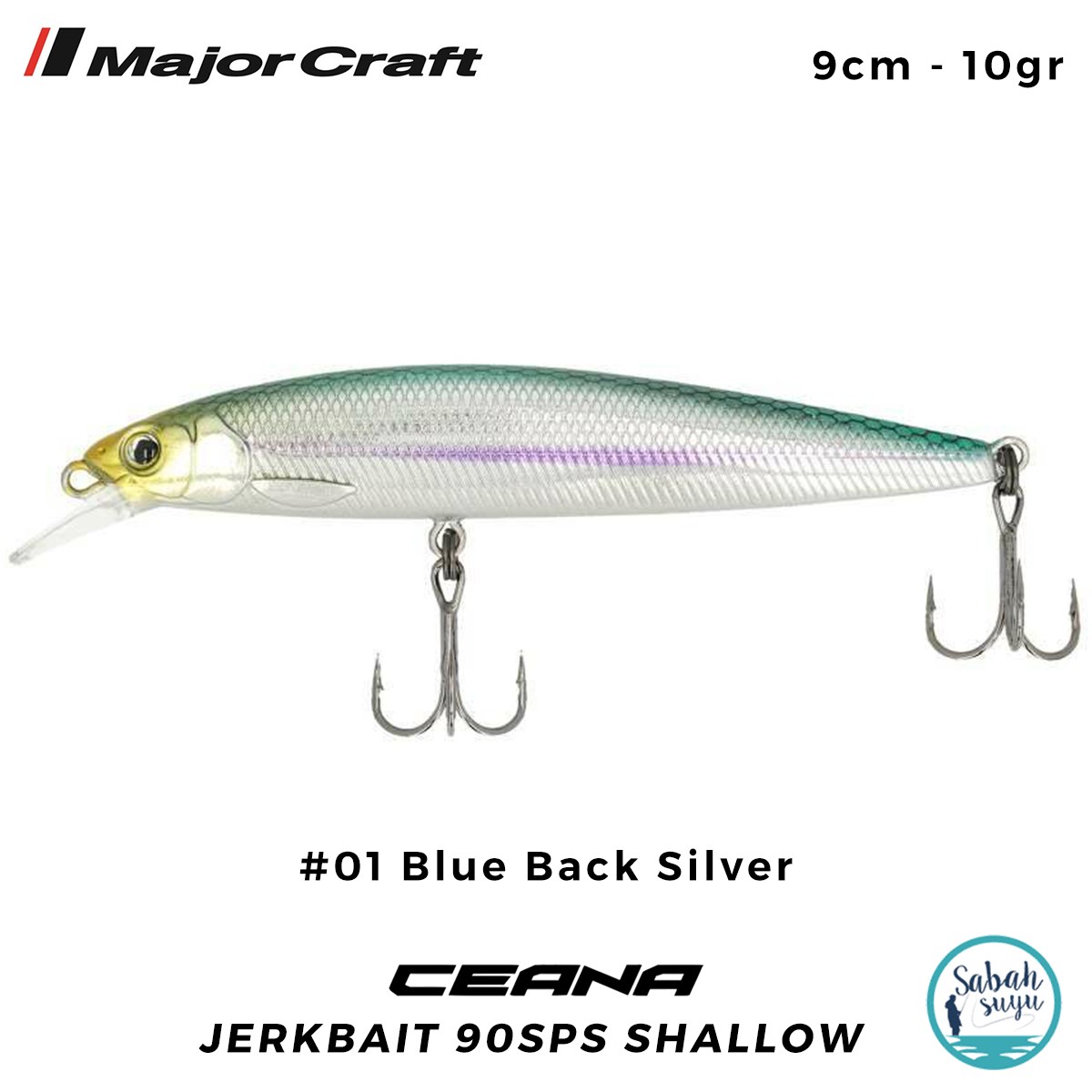 Major Craft Ceana Jerkbait 90SPS Shallow 9cm 10gr #01 Blue Back Silver