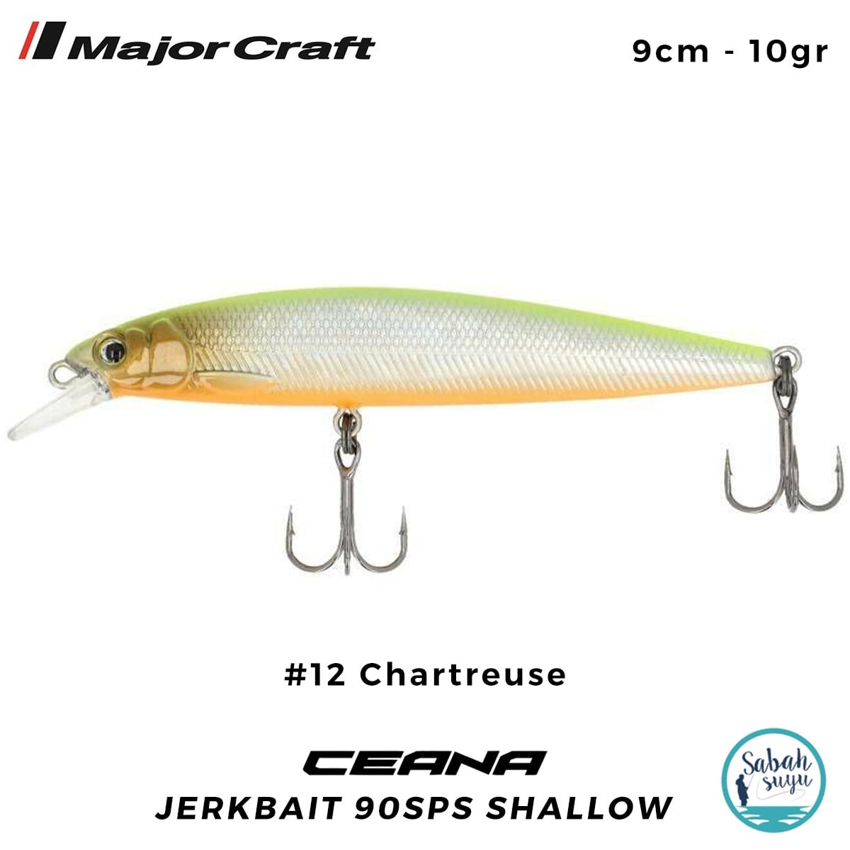Major Craft Ceana Jerkbait 90SPS Shallow 9cm 10gr #12 Chartreuse