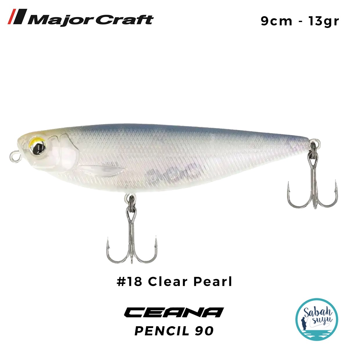 Major Craft Ceana Pencil 90 9cm 13gr #18 Clear Pearl