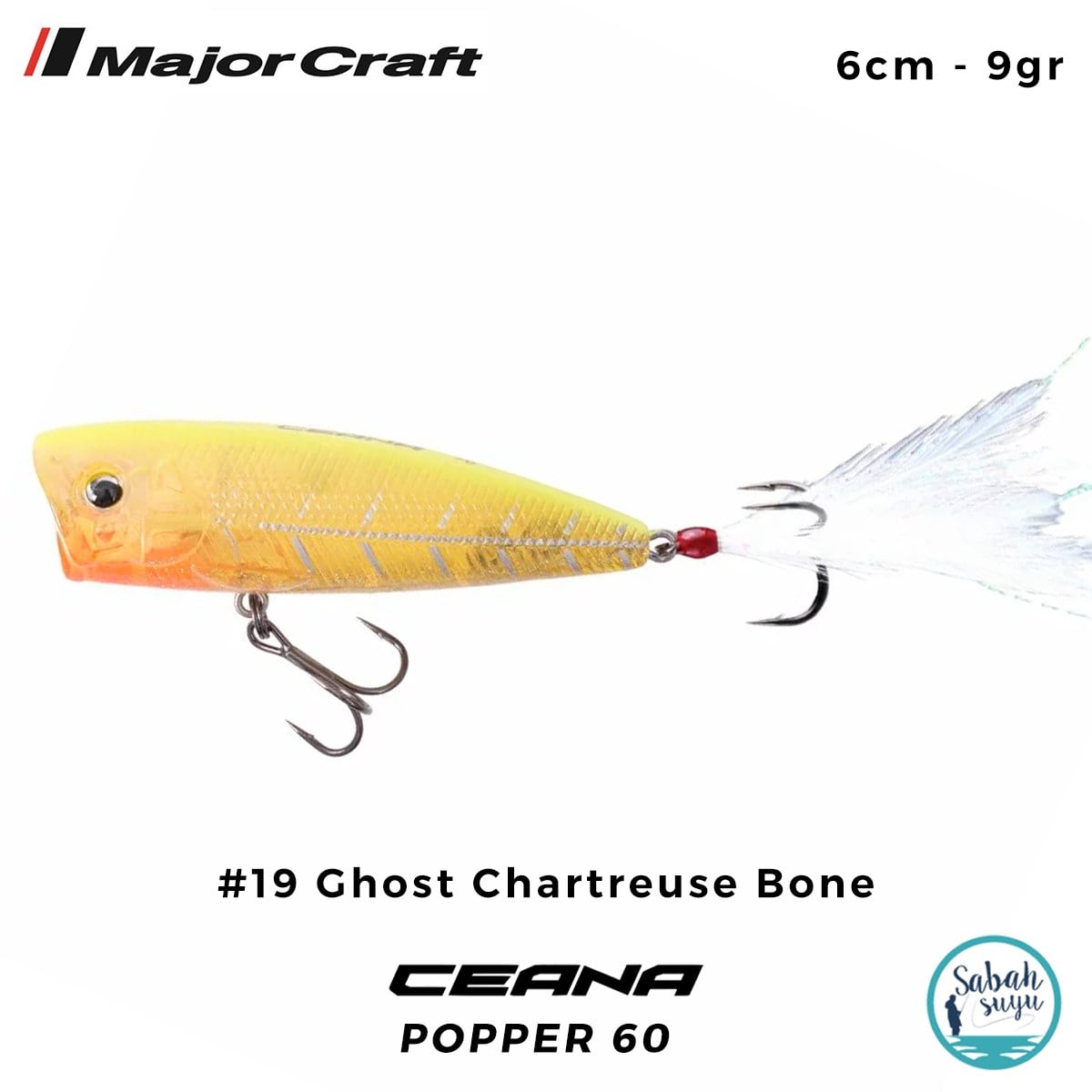 Major Craft Ceana Popper 60 6cm 9gr #19 Ghost Chartreuse Bone
