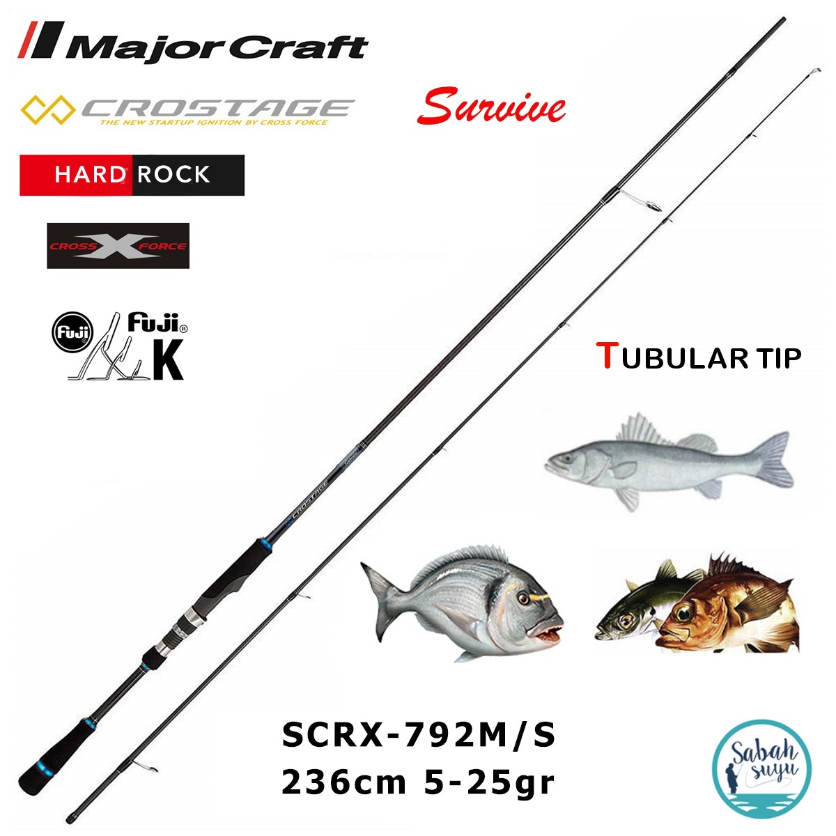 Major Craft Crostage Survive SCRX-792M/S Hard Rock 2.36mt 5-25gr (2P) Spin Kamış