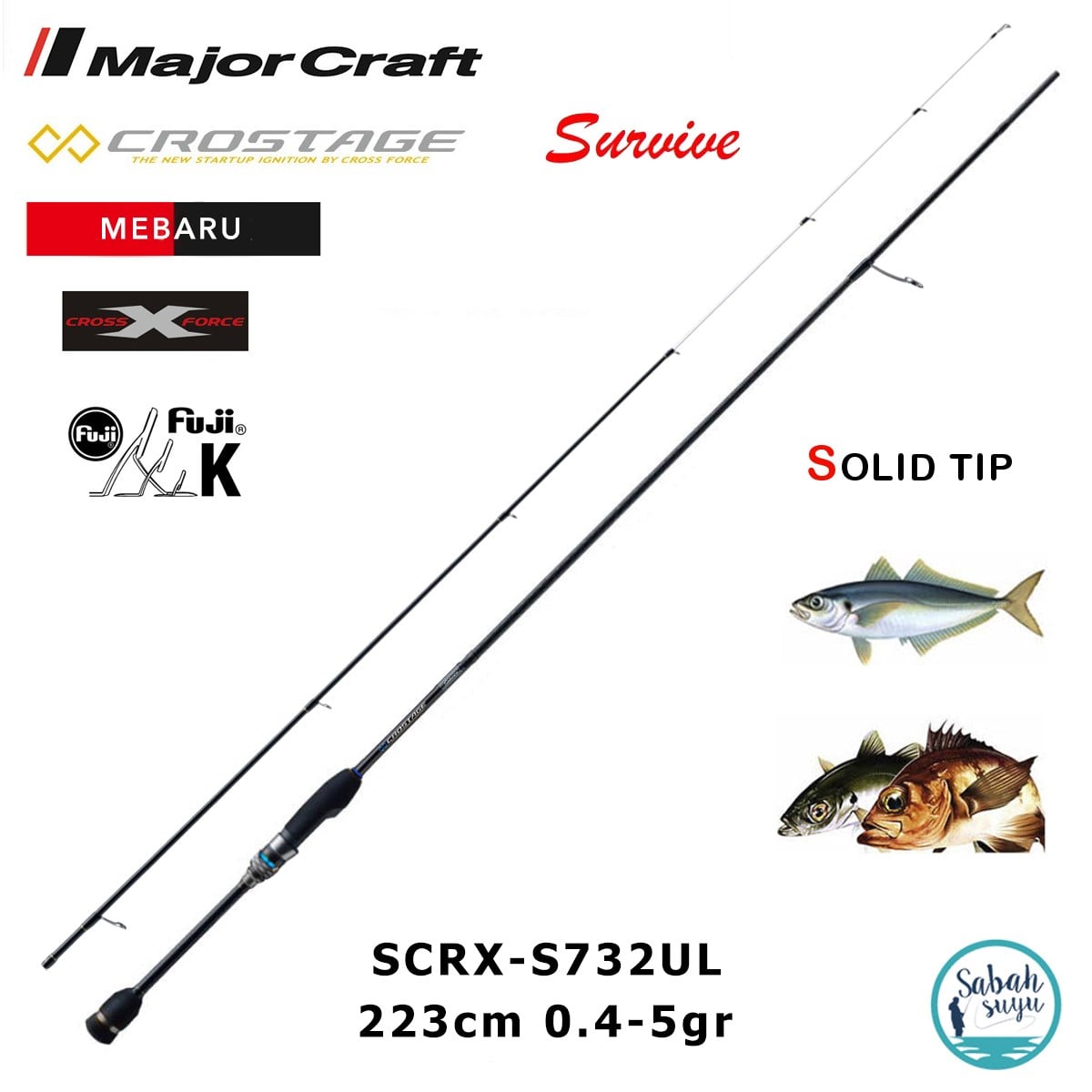 Major Craft Crostage Survive SCRX-S732UL Mebaru Solid 2.23mt 0.4-5gr (2P) LRF Kamış