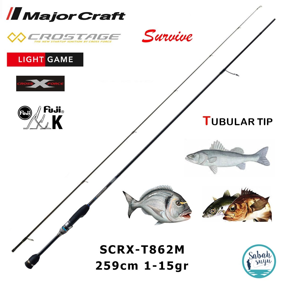 Major Craft Crostage Survive SCRX-T862M Tubular 2.59mt 1-15gr (2P) LRF+Microjig Kamış