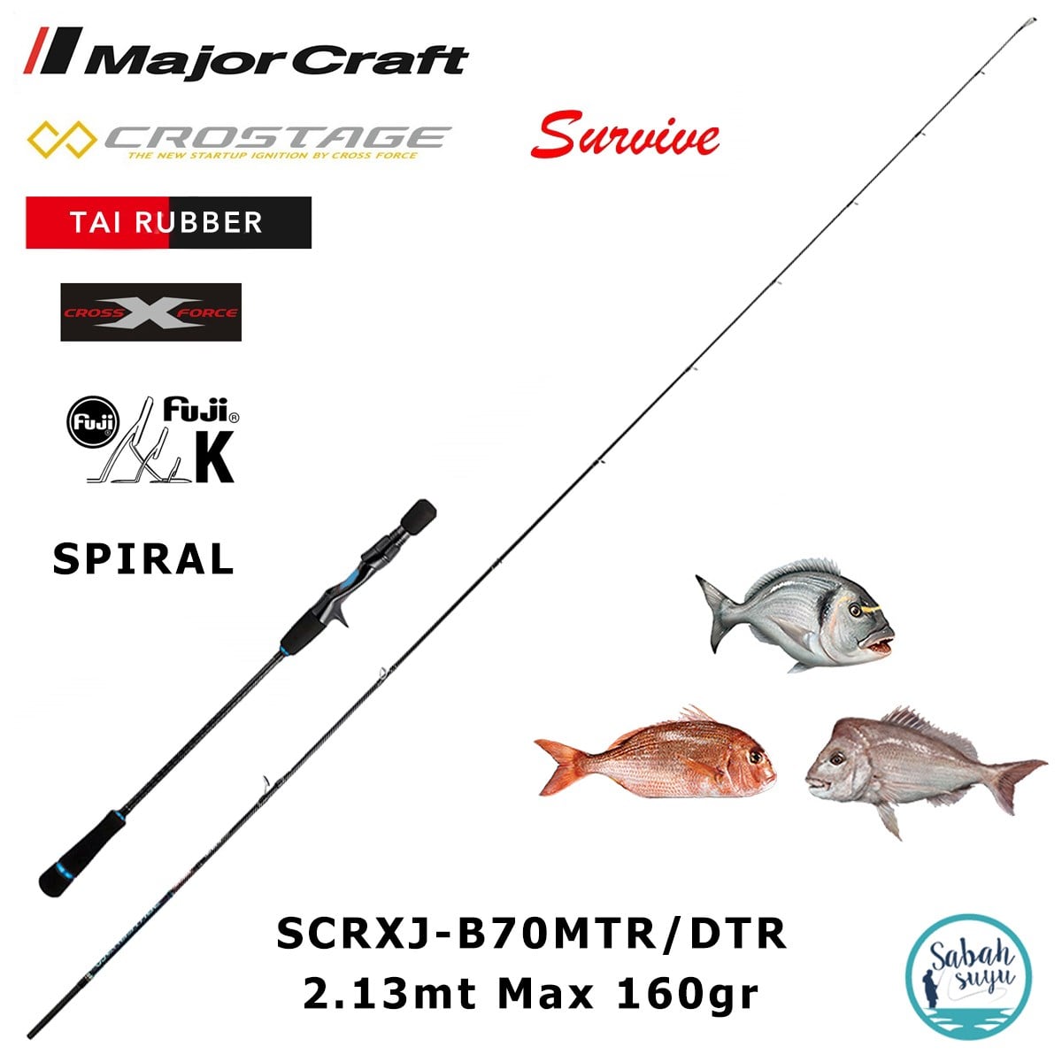 Major Craft Crostage Survive SCRXJ-B70MTR/DTR 2.13mt Max 160gr (S2P) Tetikli Tai Rubber Kamış