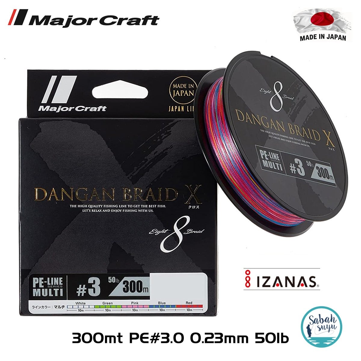 Major Craft Dangan Braid X 8X İp Misina PE 3.0 0.23mm 50lb/22.7kg 300mt Multi