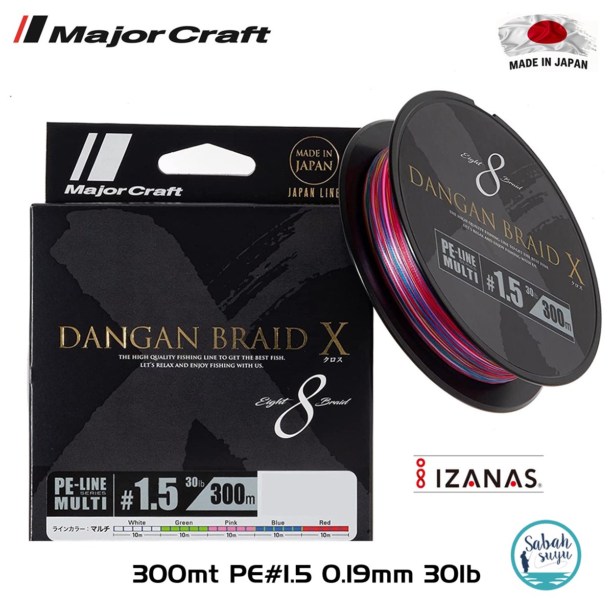Major Craft Dangan Braid X 8X İp Misina PE 1.5 0.19mm 30lb/13.60kg 300mt Multi