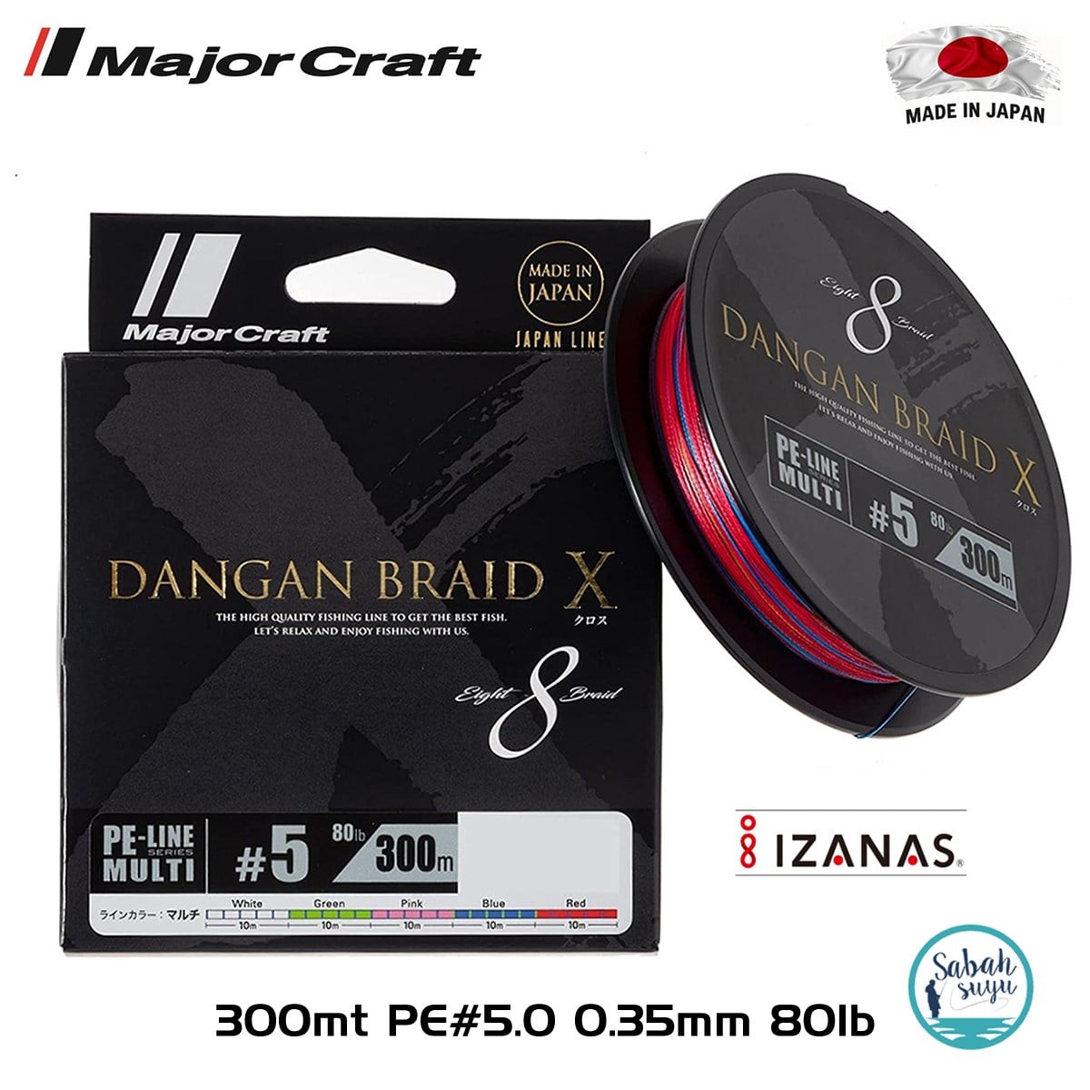 Major Craft Dangan Braid X 8X İp Misina PE 5.0 0.35mm 80lb/36.3kg 300mt Multi