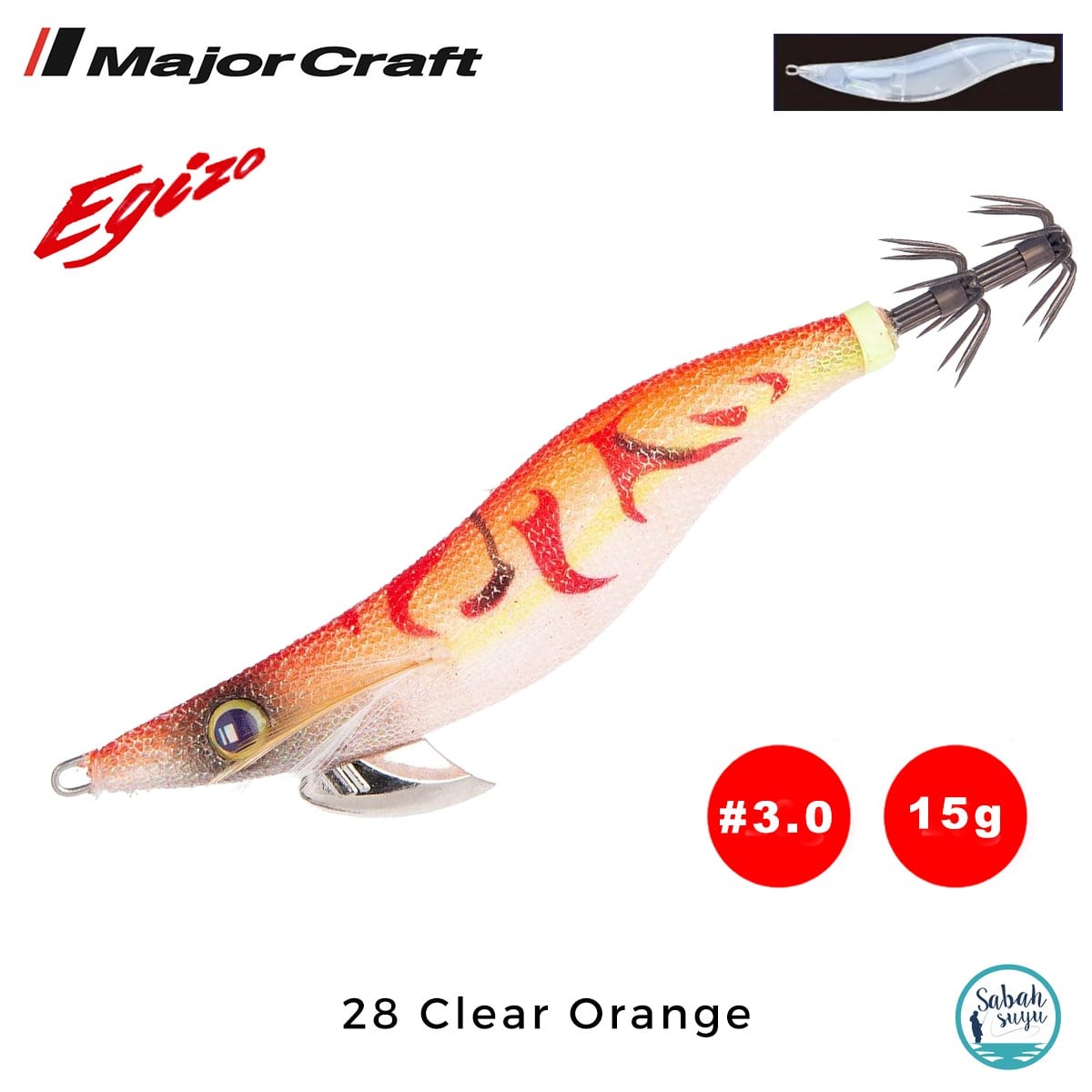 Major Craft Egi Sutte Kalamar Zokası EGZ-3.0 15gr #28 Clear Orange