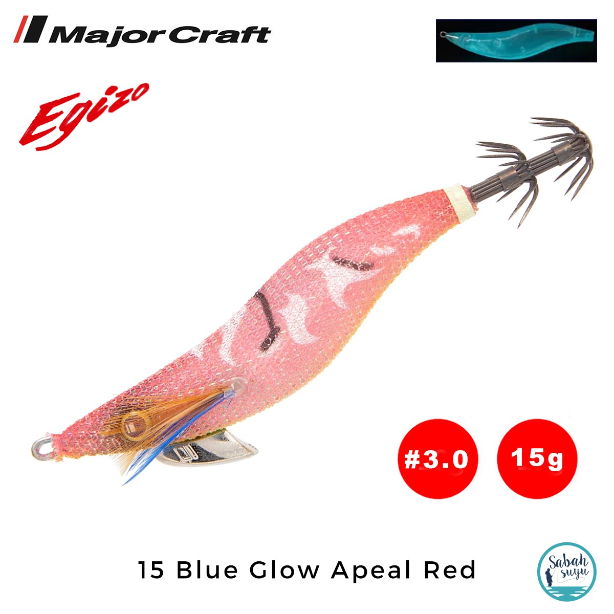 Major Craft Egi Sutte Kalamar Zokası EGZ-3.0 15gr #15 Blue Glow Apeal Red