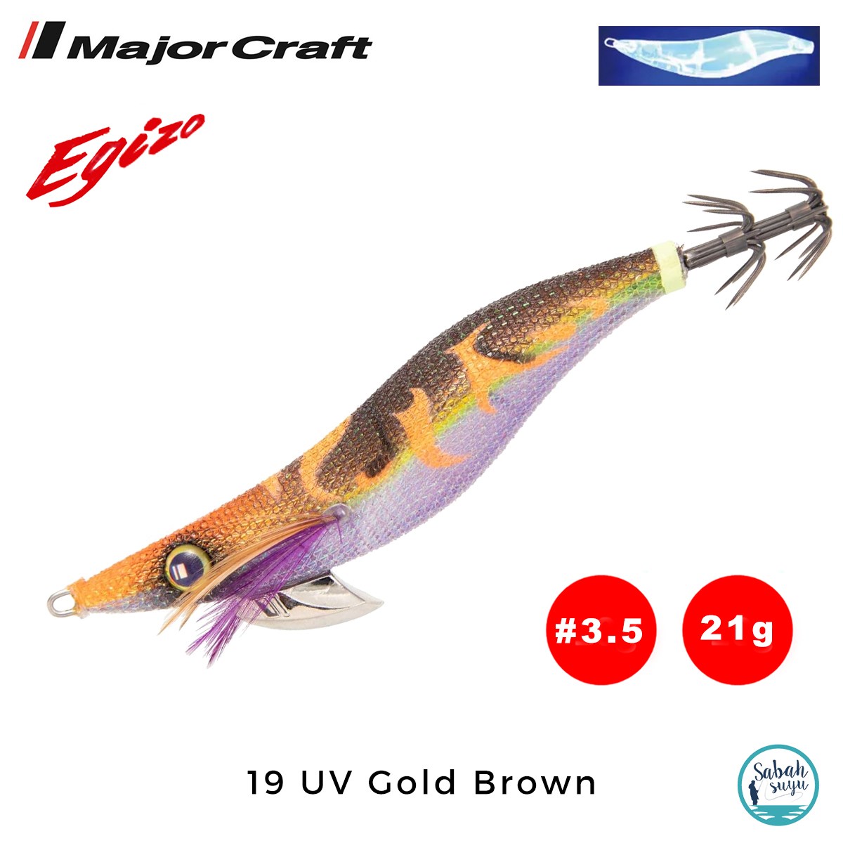 Major Craft Egi Sutte Kalamar Zokası EGZ-3.5 21gr #19 UV Gold Brown