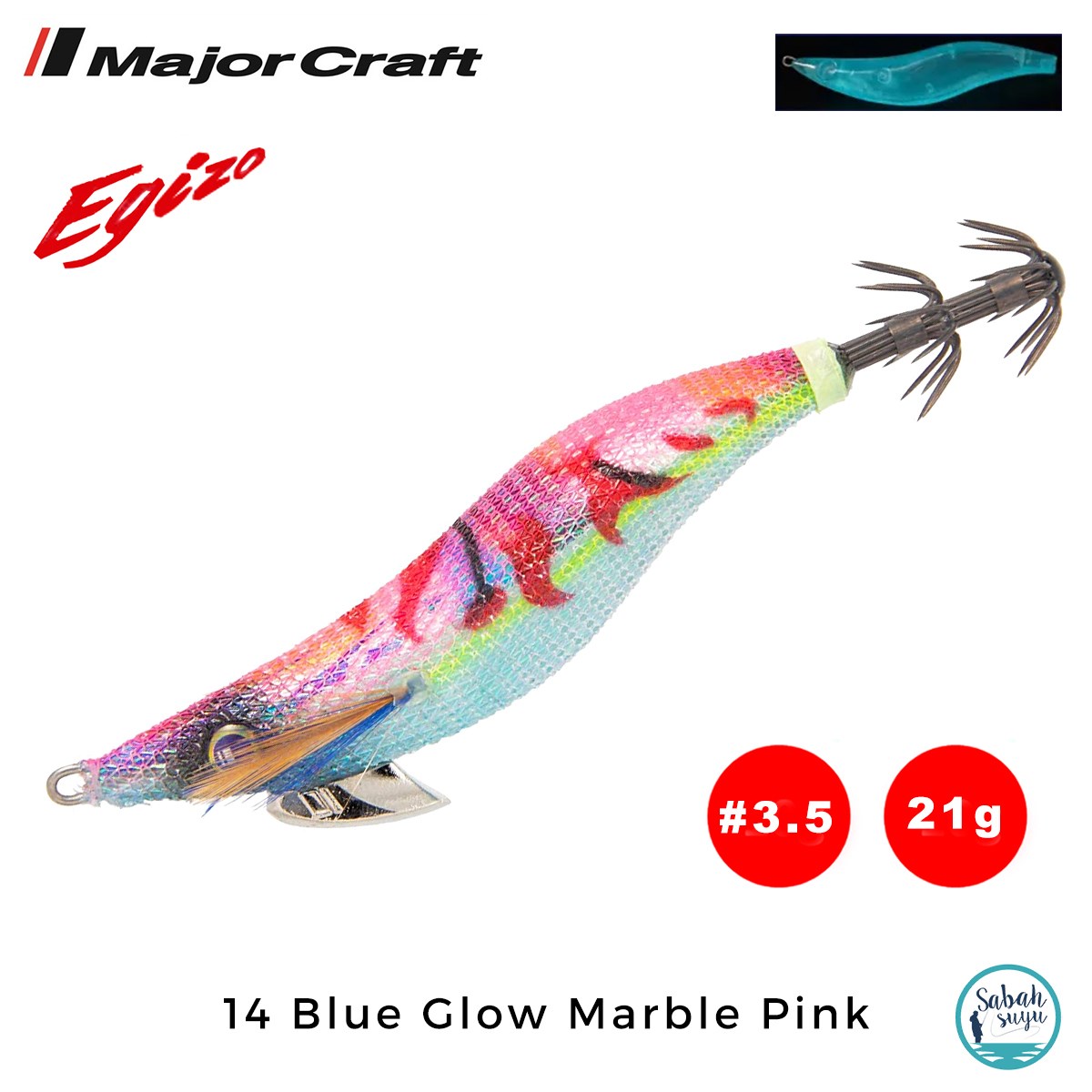 Major Craft Egi Sutte Kalamar Zokası EGZ-3.5 21gr #14 Blue Glow Marble Pink